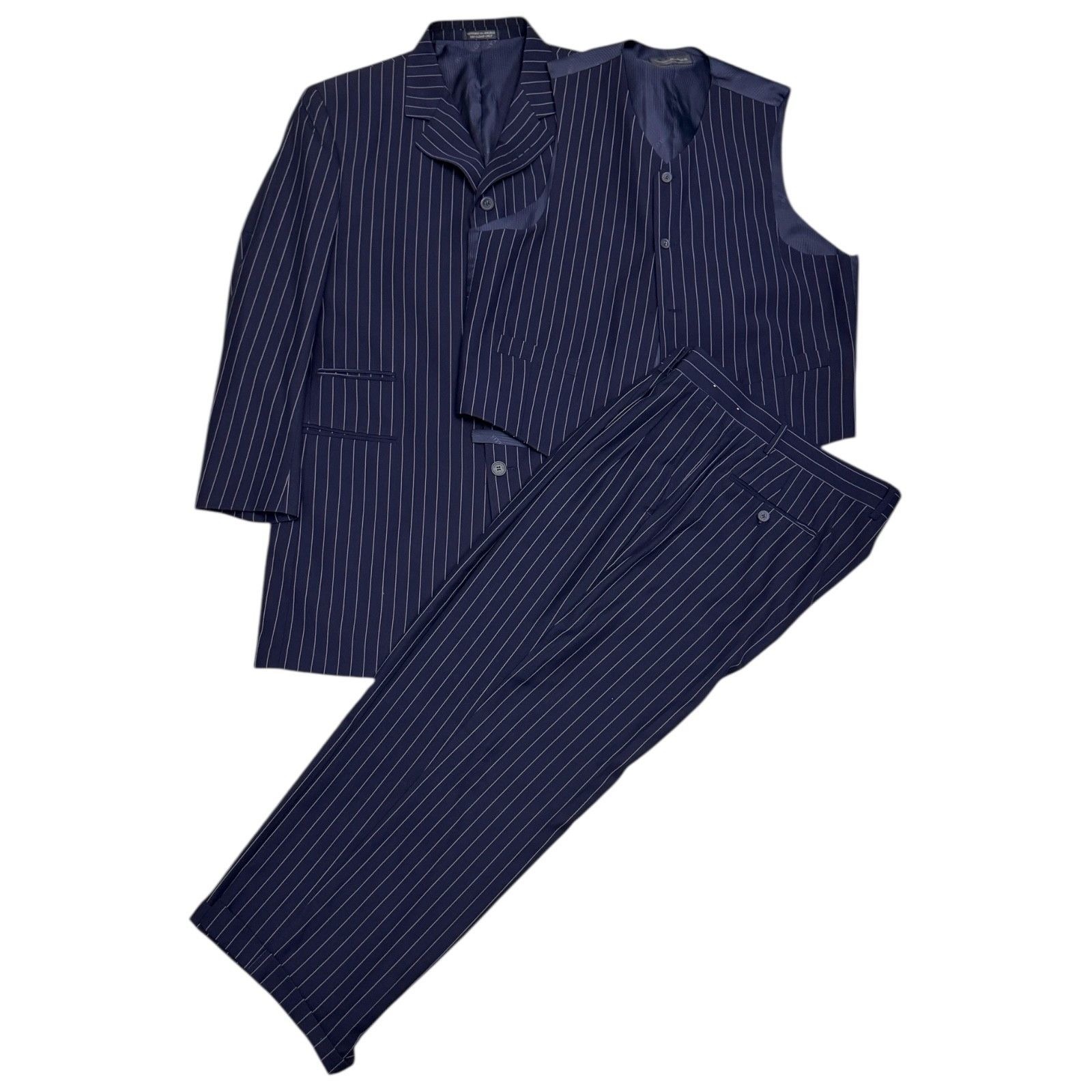 Other VITTORIO ST ANGELO Pinstripe Designer 3-Piece Suit 44R Size 44R - 1 Thumbnail