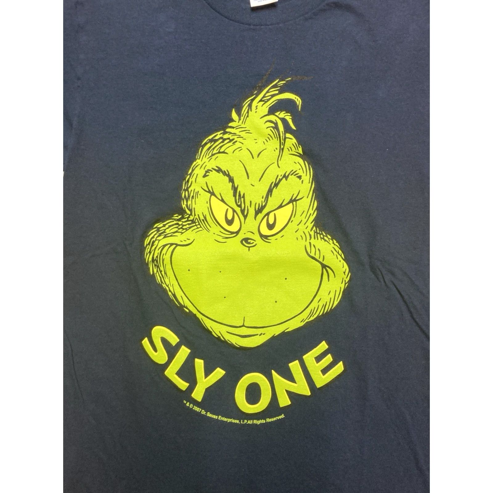 Vintage VINTAGE Dr. Seuss T-Shirt Cartoon Grinch Sly One Christmas Blue Small Mens Size US S / EU 44-46 / 1 - 2 Thumbnail