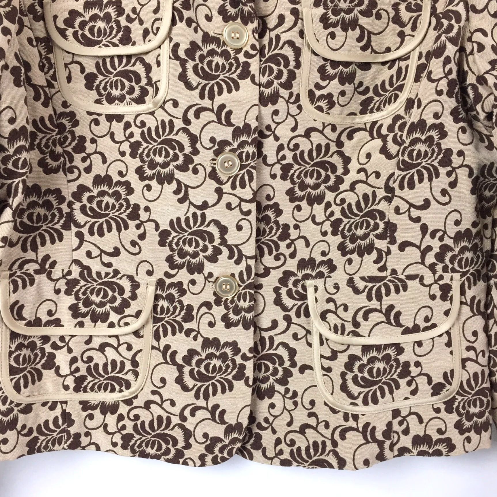 Vintage Emma & James Jacket Women's Long Sleeve Button-Up Beige Floral 16 Casual Mens? Size XXL / US 16-18 / IT 52-54 - 3 Thumbnail