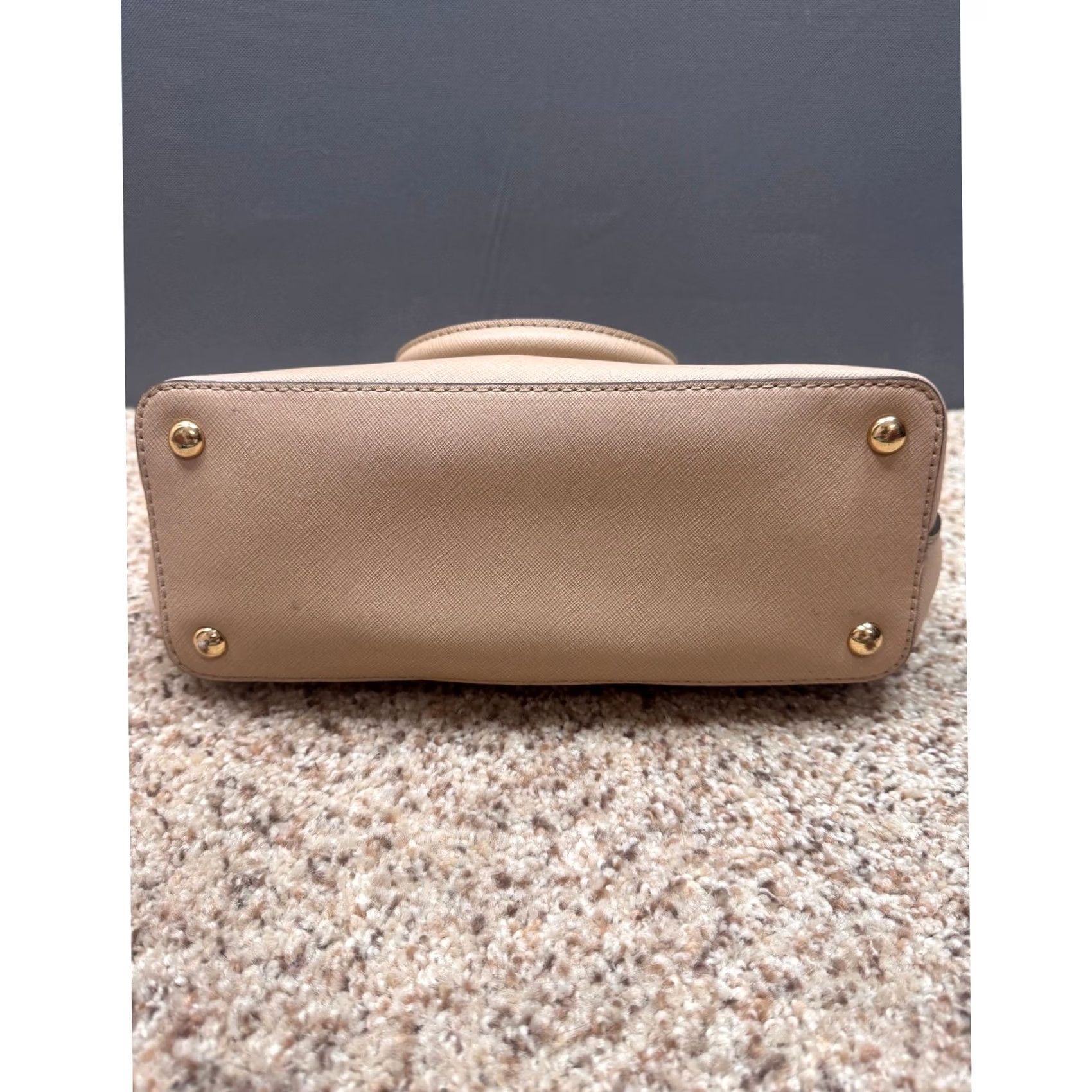 Michael Kors Michael Kors Satchel Womens Beige Gold Saffiano Leather Dome Bag Small Size ONE SIZE - 7 Thumbnail
