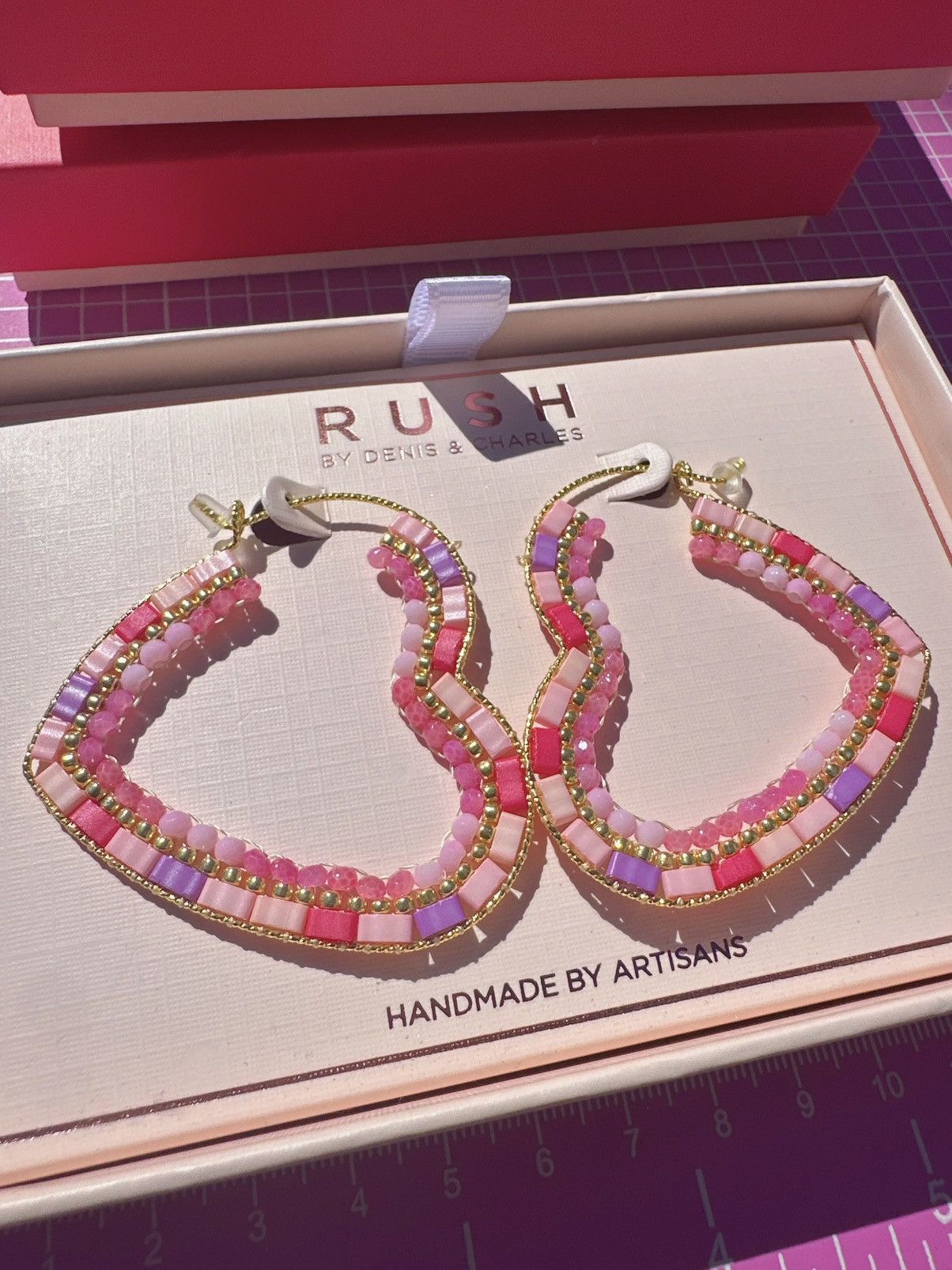 Designer RUSH BY DENIS & CHARLES earrings heart shaped beaded loops Size ONE SIZE - 7 Thumbnail
