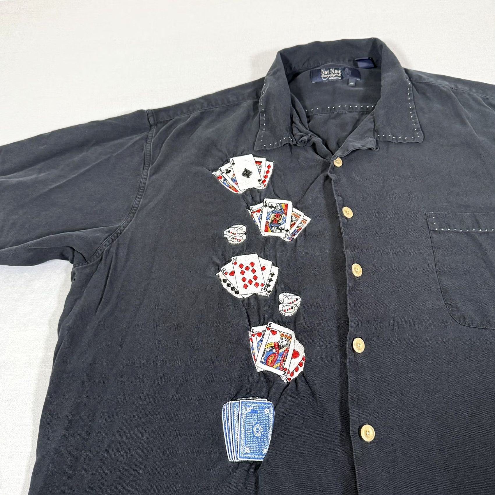 Nat Nast VINTAGE Nat Nast World Series of Poker Silk Button-Up Shirt Mens 2XL Black Embroidered Casino Poker Silk Button-Up Shirt Size US XXL / EU 58 / 5 - 4 Thumbnail
