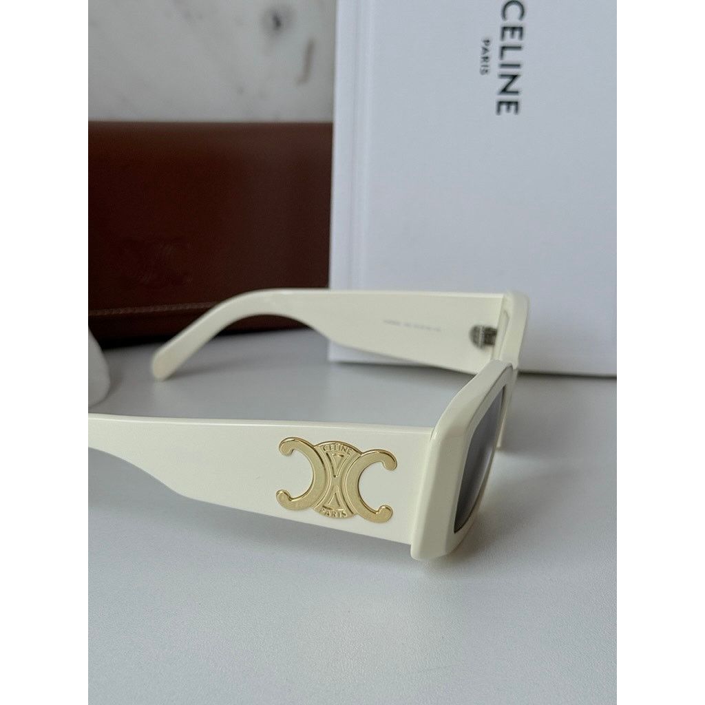 Celine NEW Celine CL40282U Triomphe XL White Gold Sunglasses Size ONE SIZE - 6 Thumbnail