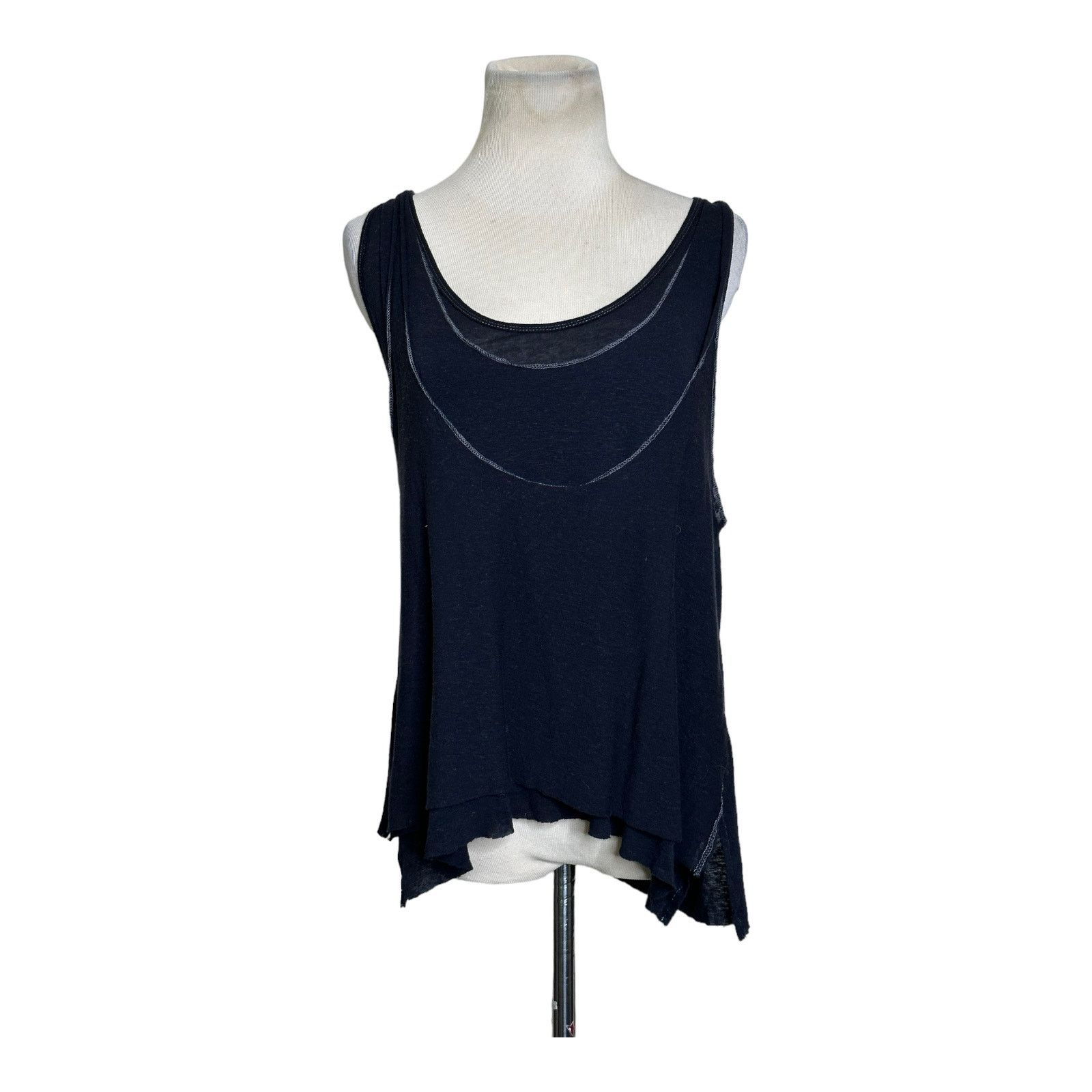 Free People We The Free black overlay racer back tank top size Small Size S / US 4 / IT 40 - 1 Thumbnail