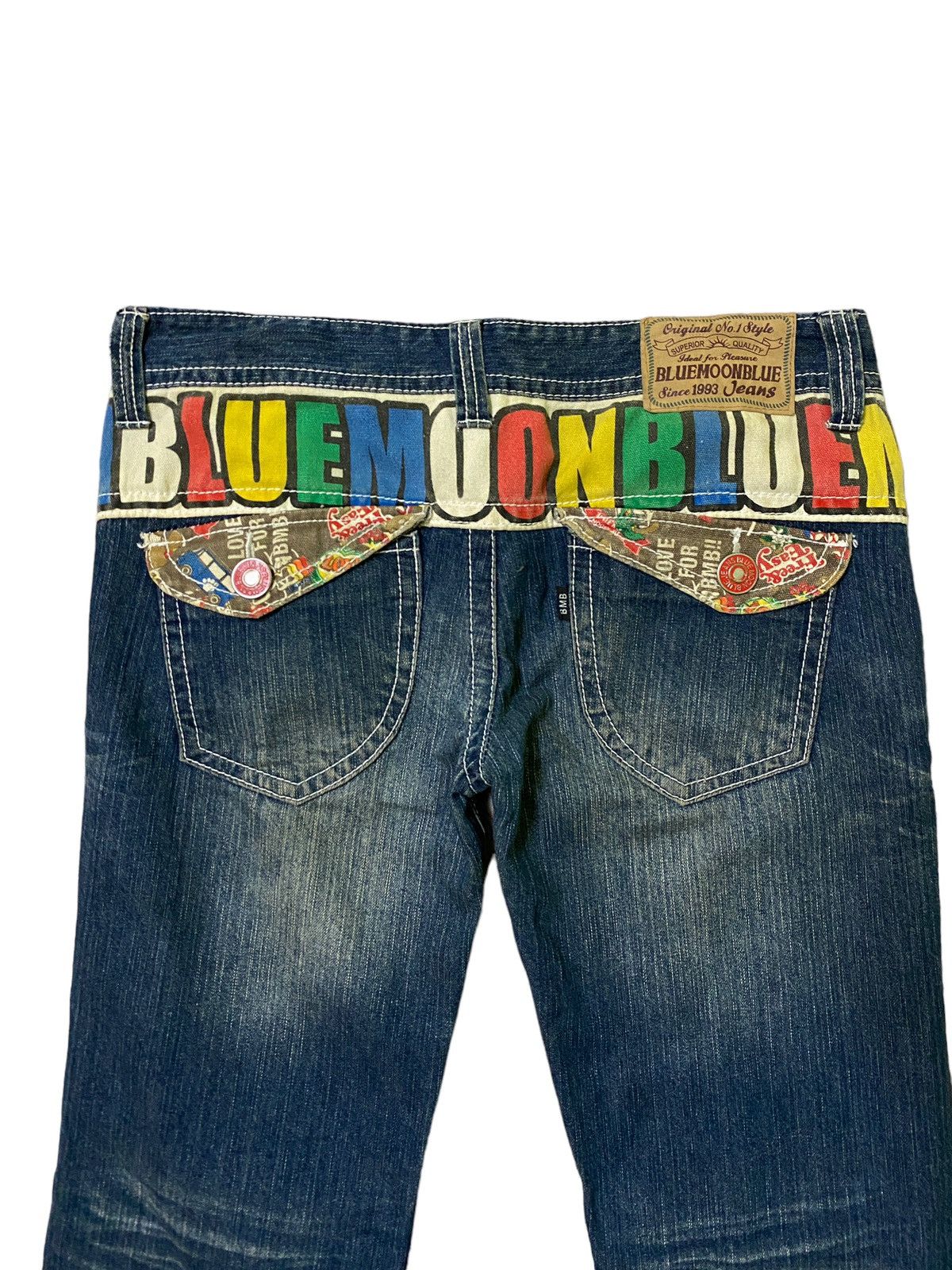 Japanese Brand × Vintage VINTAGE BLUE MOON BLUE SPELL OUT CLAWMARK LOW WAIST DENIM Size US 34 / EU 50 - 9 Thumbnail