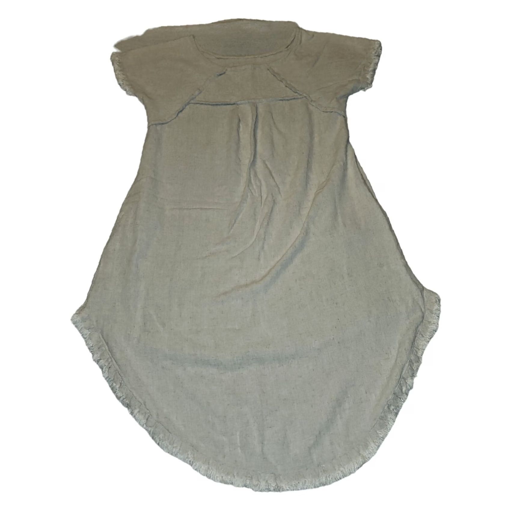Vintage UMGEE Dress Small Cream Short Sleeve Tunic 55% Linen Casual Travel Women Size 28" / US 6 / IT 42 - 5 Thumbnail