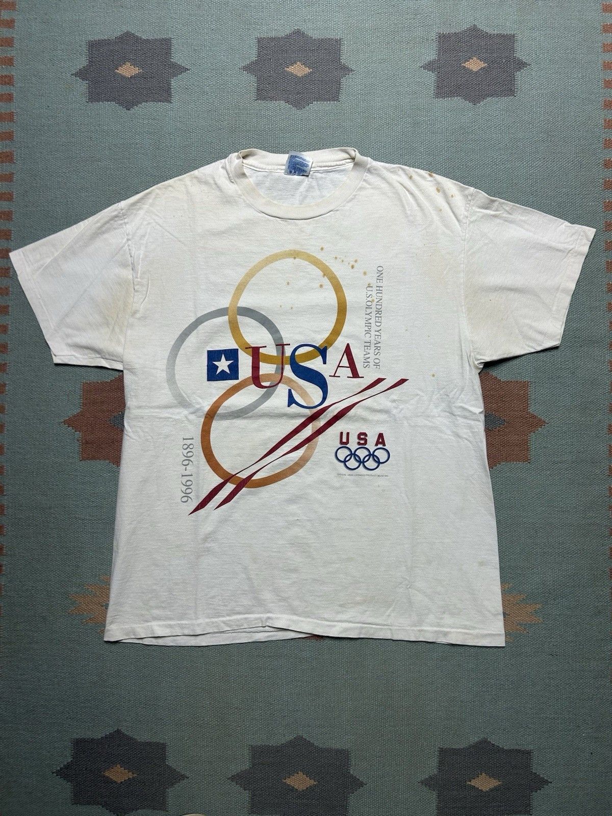 Vintage Vtg 90s t shirt USA Olympics 1996 100 years grunge Hanes XL Size US XL / EU 56 / 4 - 1 Thumbnail