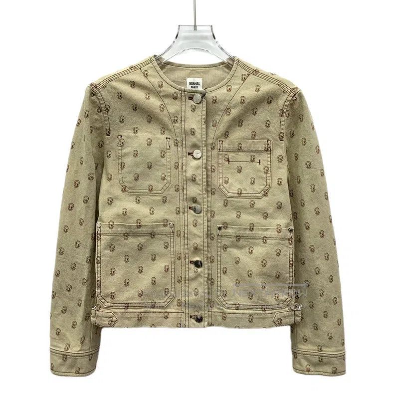 Hermes Hermes Brown Cotton Crew Neck Single Breasted Long Sleeve Size XS / US 0-2 / IT 36-38 - 1 Thumbnail