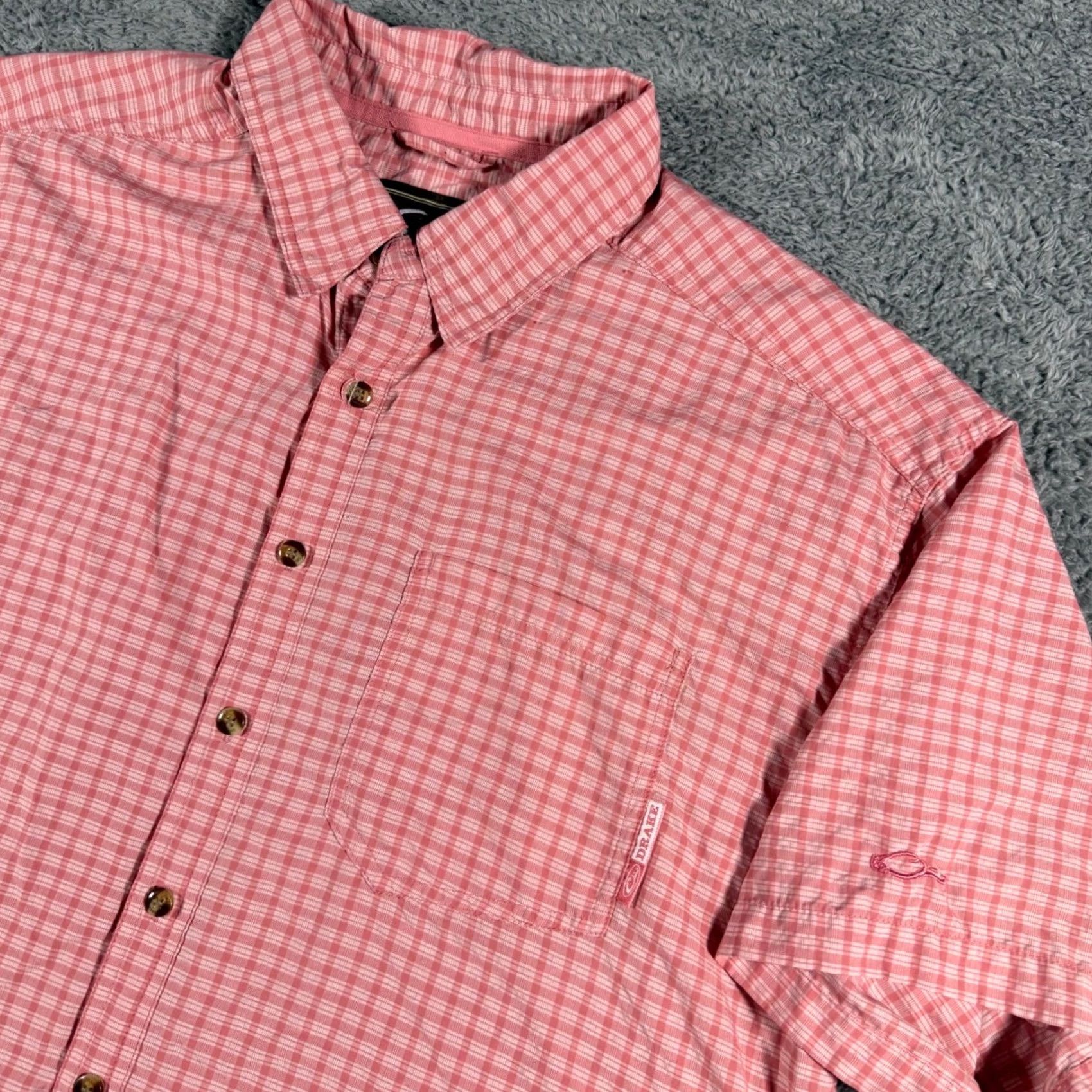 CO Drake Clothing Co Mens Large Pink Gingham Button Shirt Performance Size US L / EU 52-54 / 3 - 2 Thumbnail