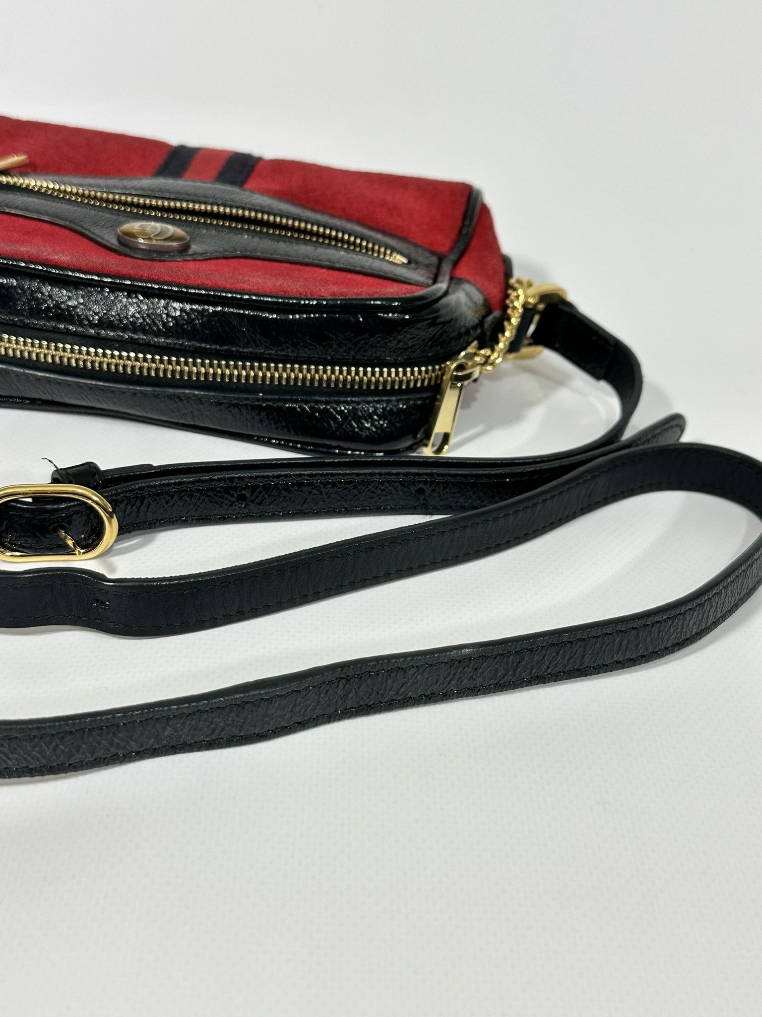Gucci Gucci Crossbody Bag Ophidia Marmont GG Red Suede Web Size ONE SIZE - 17 Thumbnail