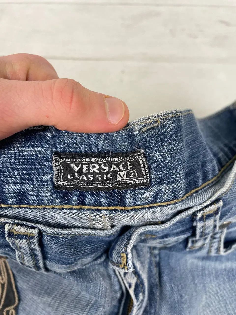 Versace NEW Vintage Versace Classic V2 Big Logo Baggy Jeans 90s Size US 32 / EU 48 - 10 Thumbnail