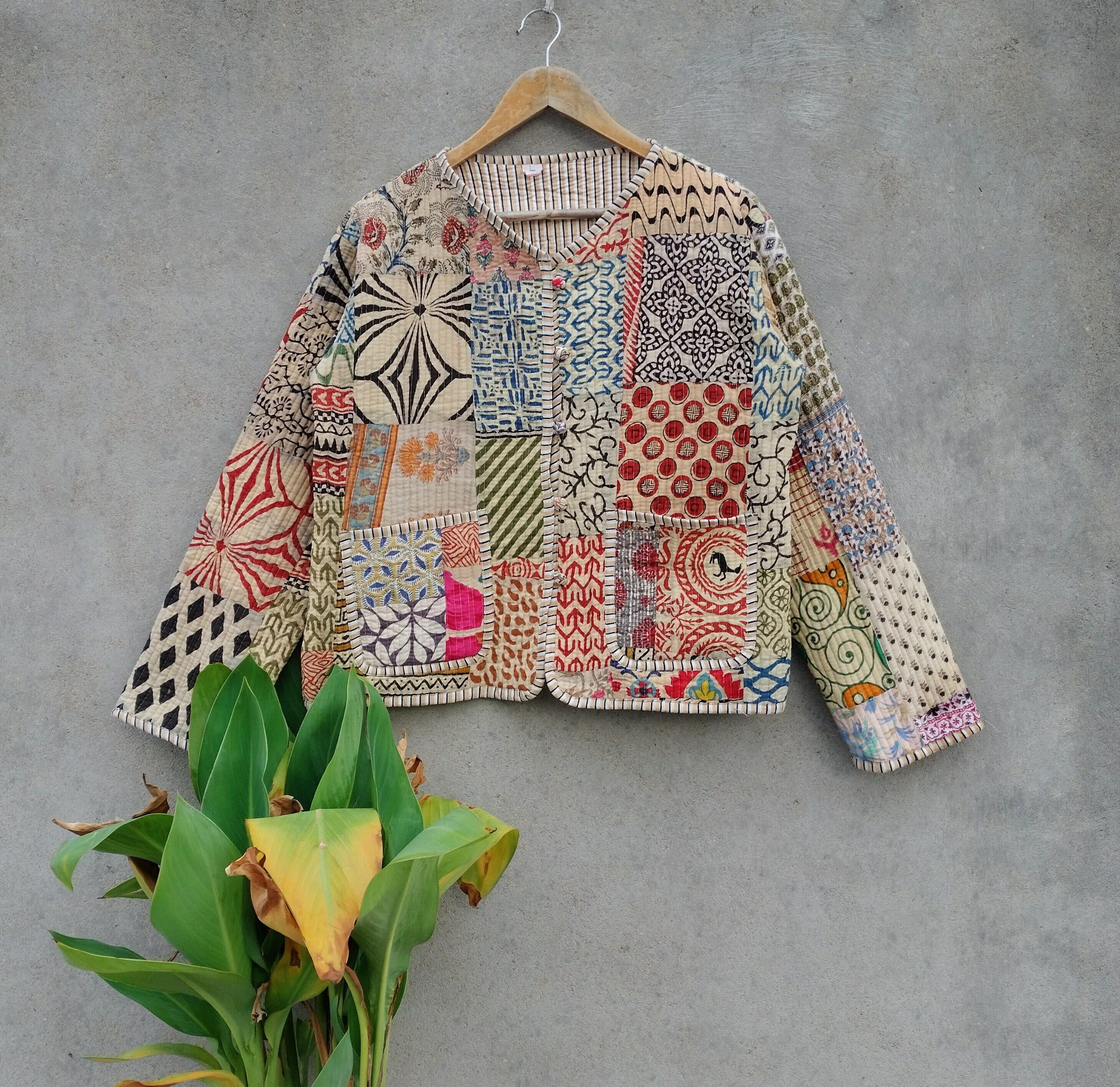 Handmade Patchwork Jacket, Quilted Jackets, Vintage Jackets Size M / US 6-8 / IT 42-44 - 9 Thumbnail