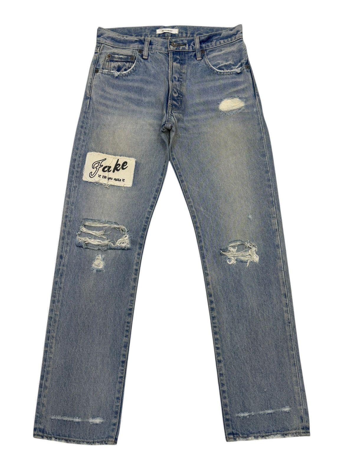 If Six Was Nine Moussy 🇯🇵 Patches Slim Fit Distressed Denim Jeans Size US 30 / EU 46 - 7 Thumbnail