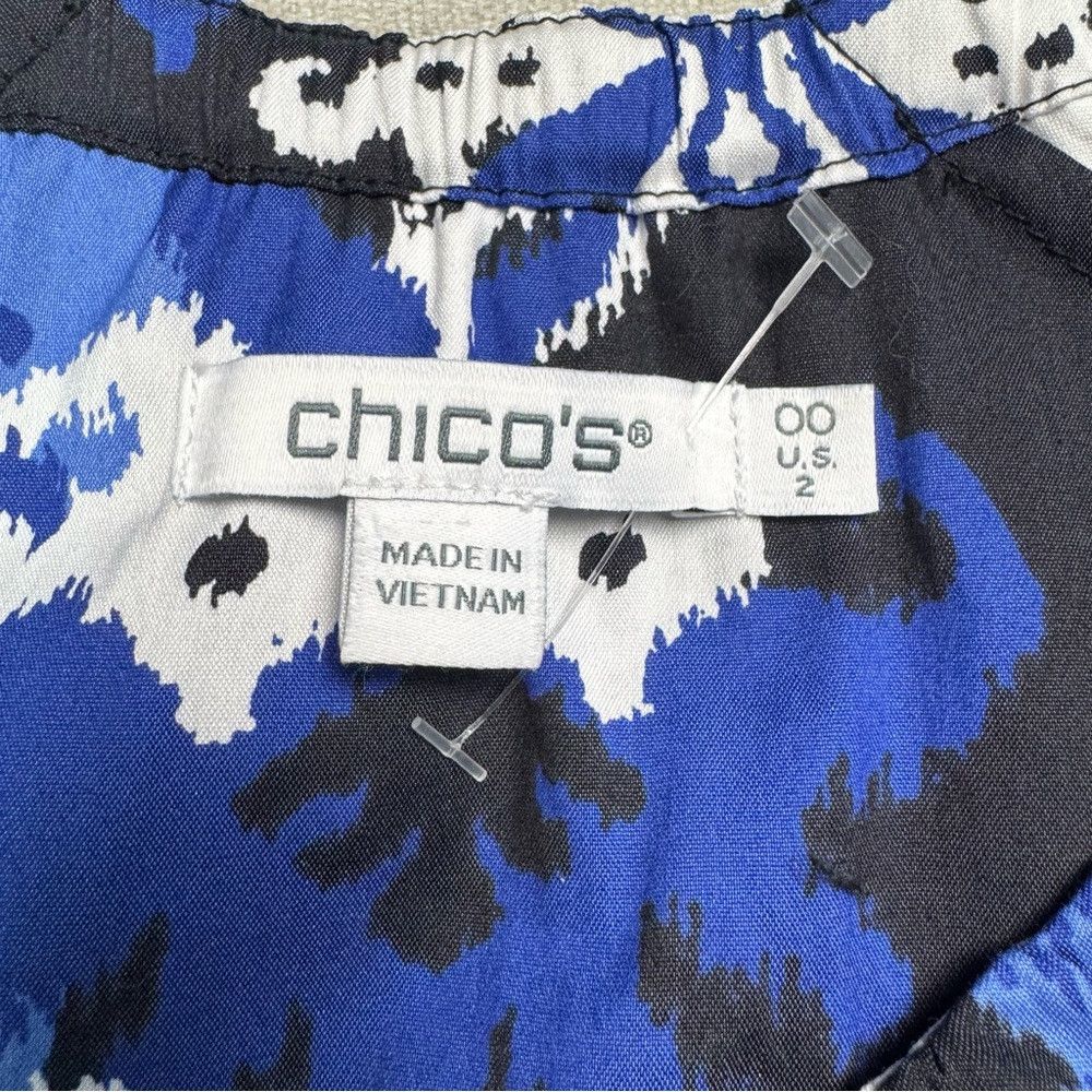 Chicos Chico's Ikat Puff Sleeve Cotton Tiered Midi Dress Size 00 U Size XS / US 0-2 / IT 36-38 - 6 Thumbnail