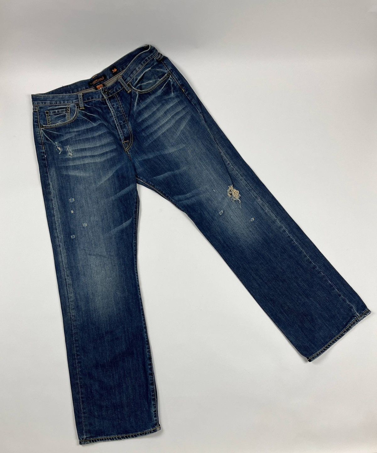 Ed Hardy Ed Hardy Distressed Embroidered Pocket Y2K Denim Size US 36 / EU 52 - 4 Thumbnail