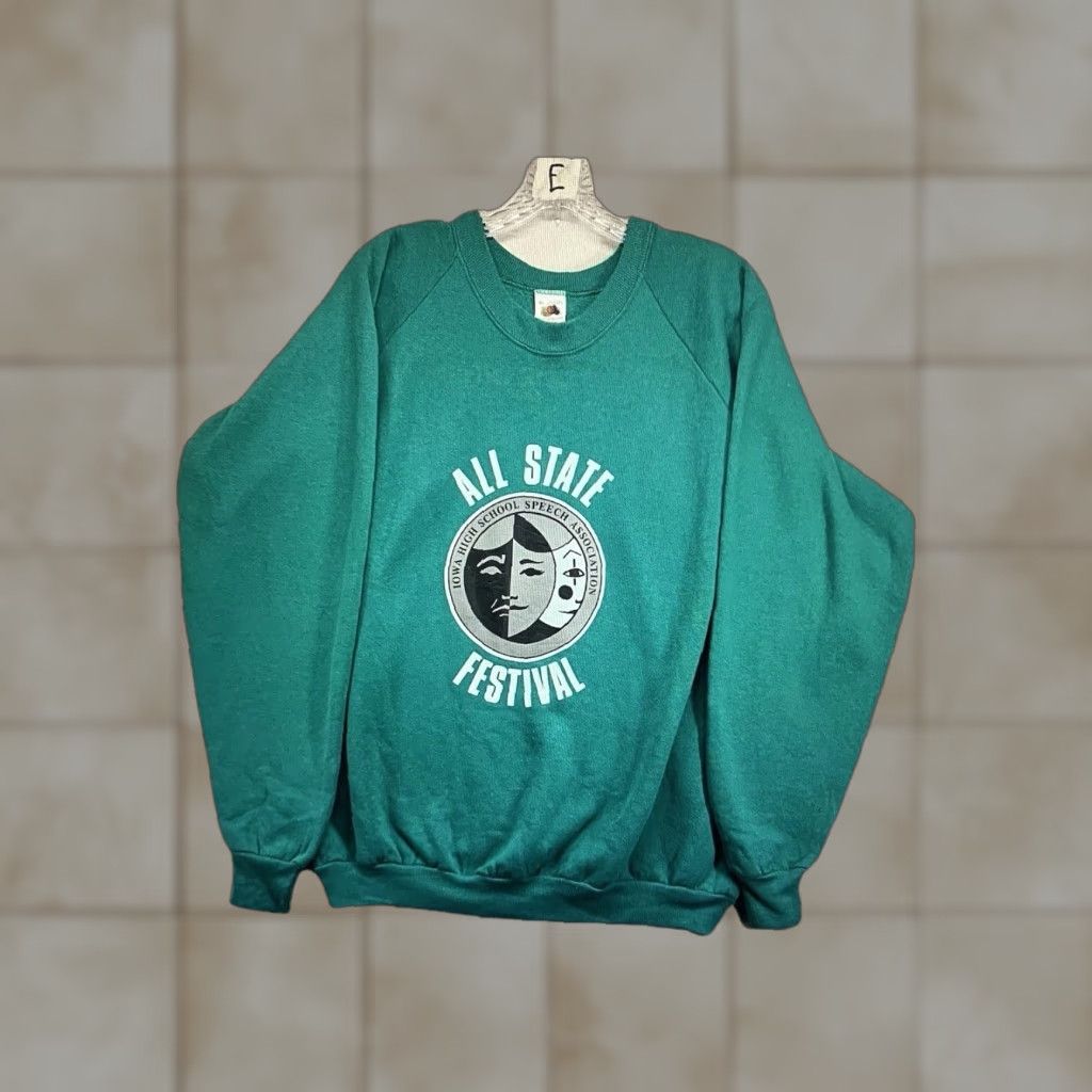 Fruit Of The Loom VINTAGE Fruit of the Loom Sweatshirt Pullover XL Men Graphic Print The Bald Soprano 90s Teal Blue Crew Neck Pullover Sweatshirt Size US XL / EU 56 / 4 - 1 Thumbnail