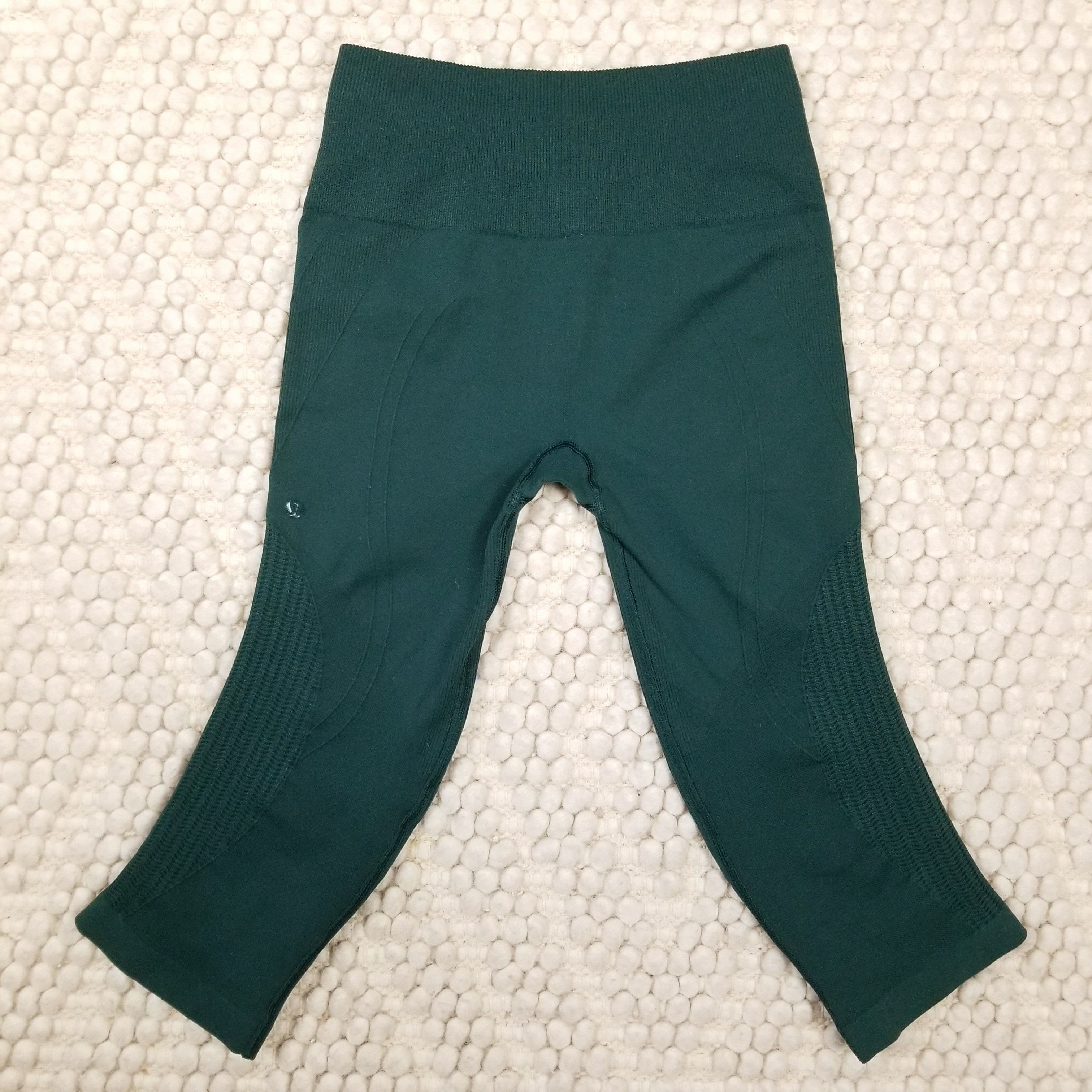 Lululemon Flow & Go Crop Seamless Deep Green Size 28" / US 6 / IT 42 - 4 Thumbnail