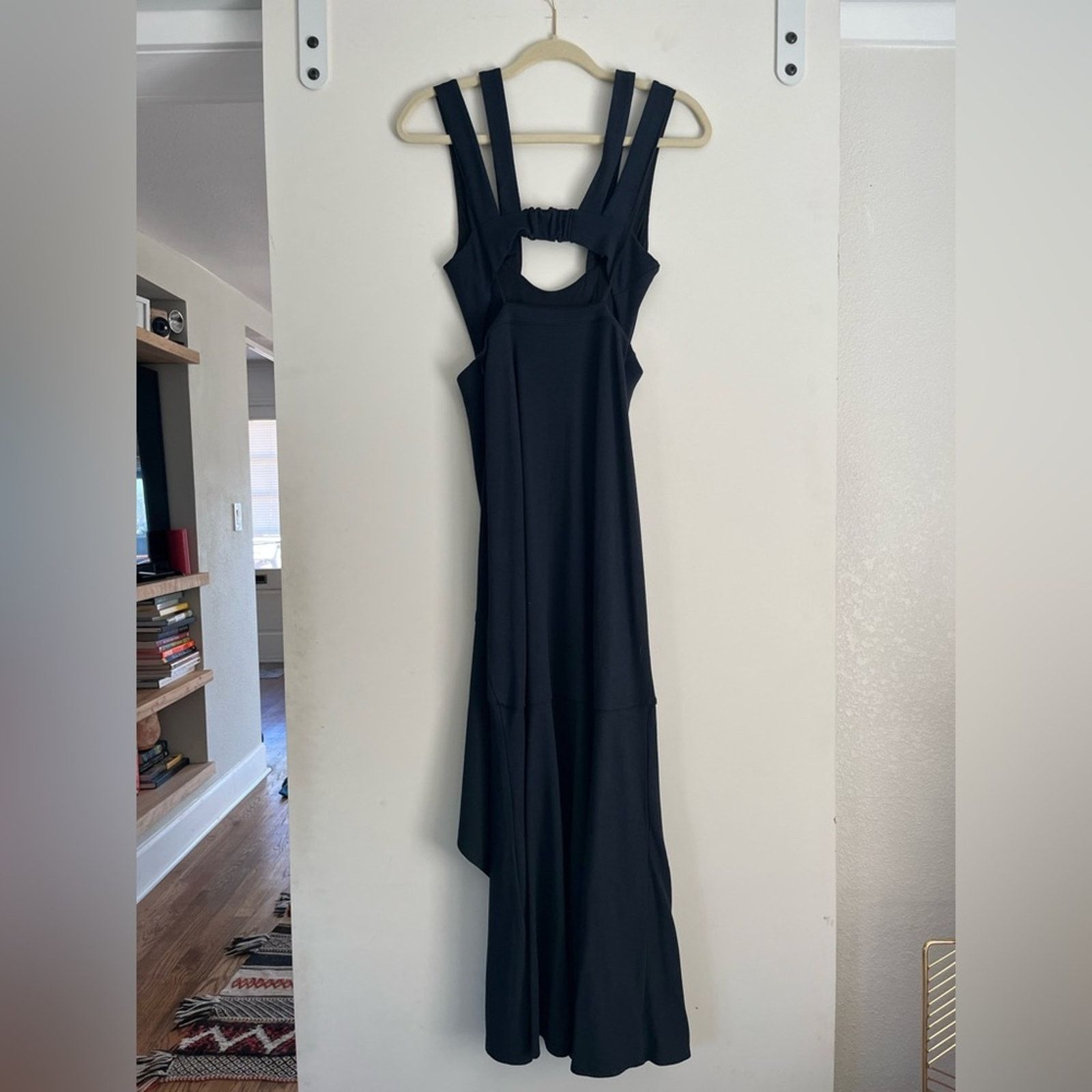 BLACK maxi cut-out fitted knit dress Anthropologie / Maeve
