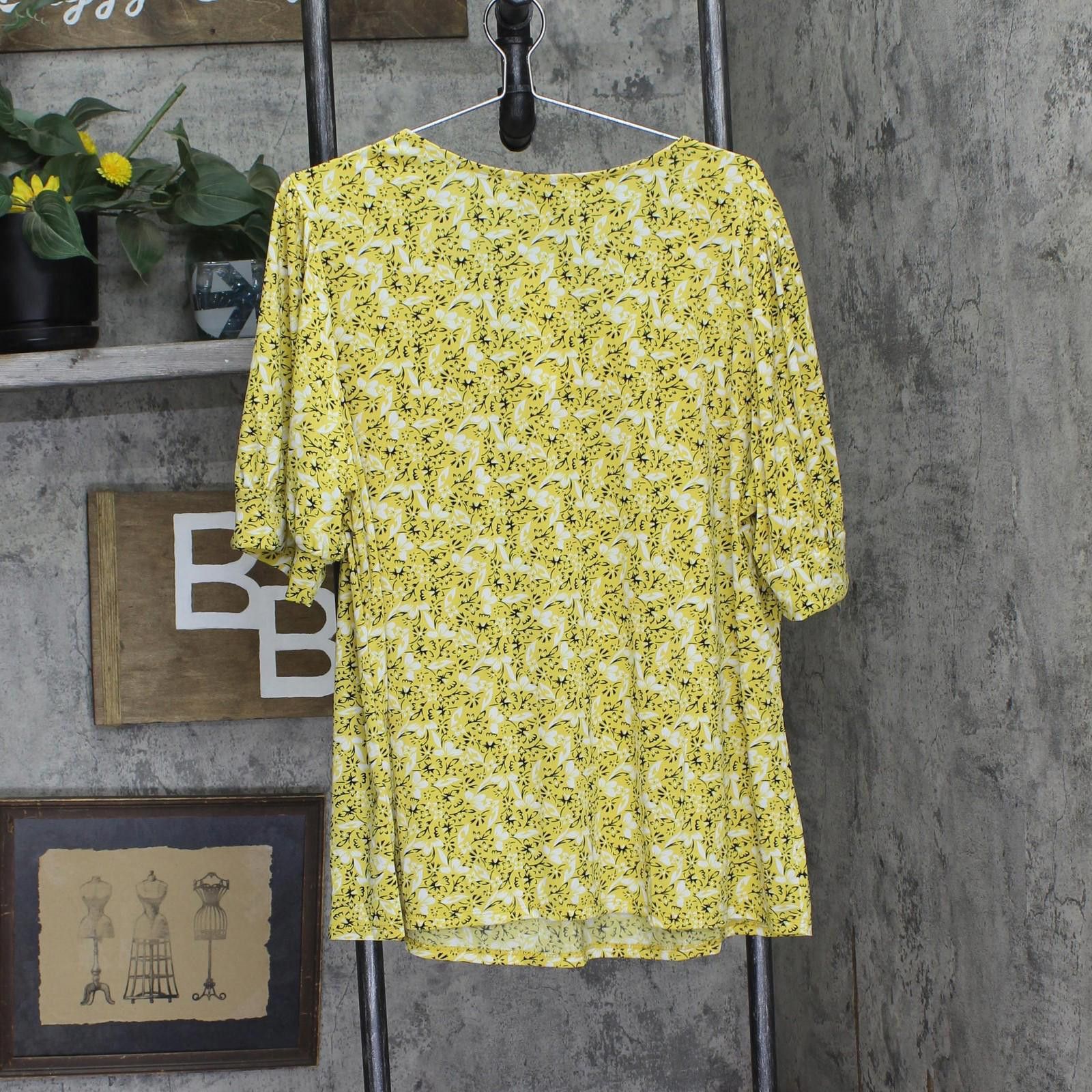 Other Nwt Ny Collection Balloon Sleeves Yellow Black Floral 3x Size 3XL / US 20-22 - 2 Thumbnail