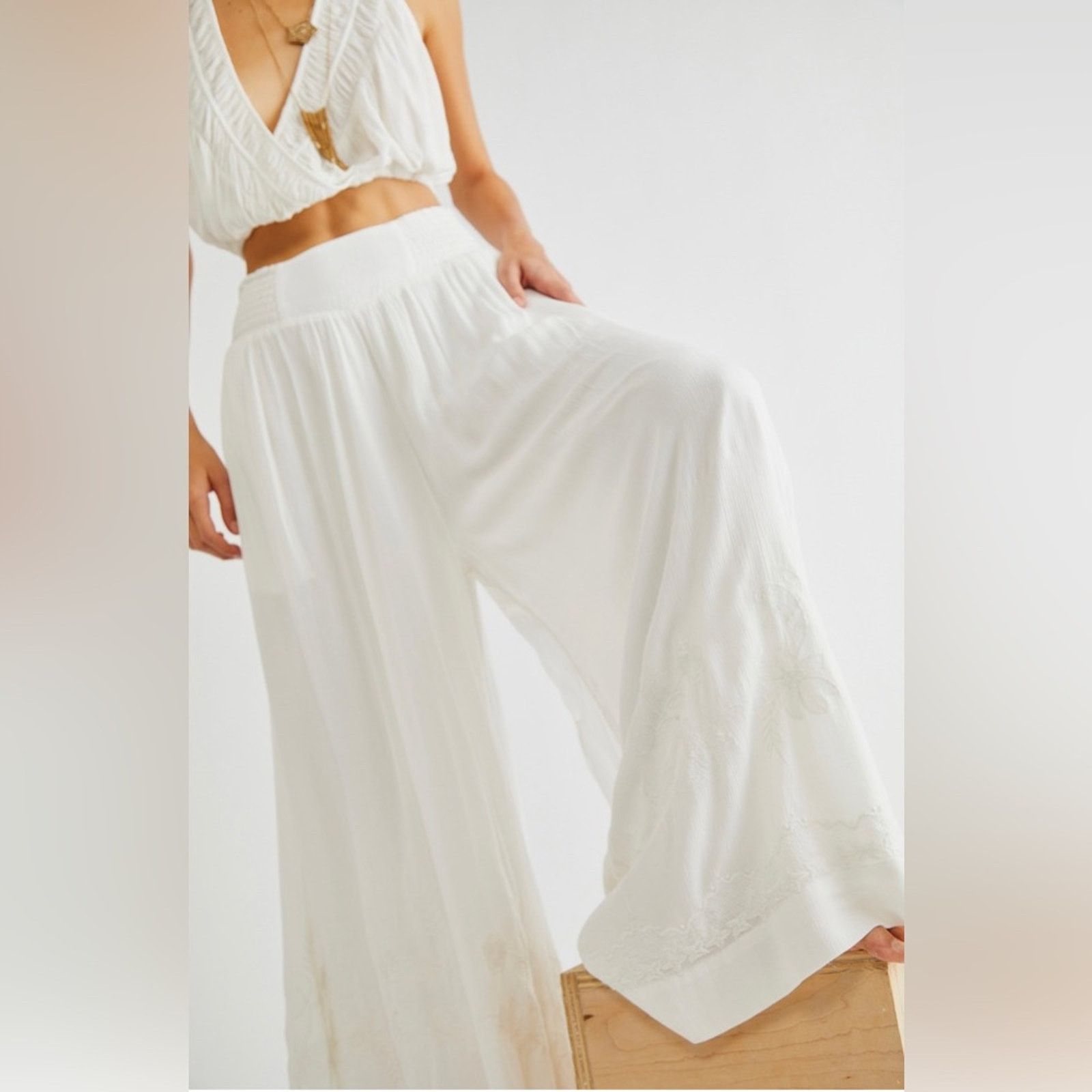 Free People 🎉LAST‎ PIECE🎉FREE PEOPLE Angie Wide Pants And VNeck TopSet Size 28" / US 6 / IT 42 - 10 Thumbnail