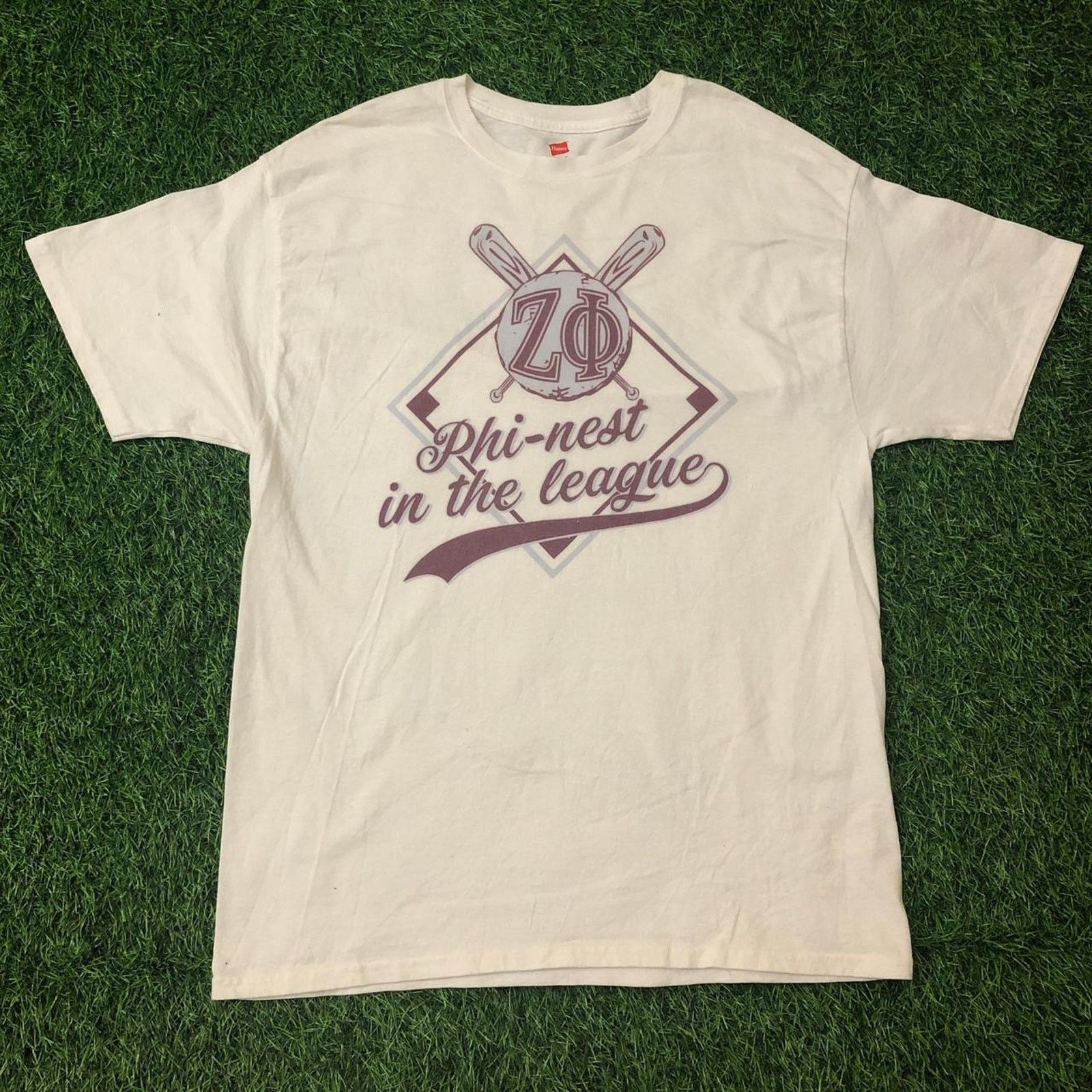 Hanes White ‘Phi-nest In The League’ Zeta Phi Baseball Graphic Tee Size US L / EU 52-54 / 3 - 1 Thumbnail