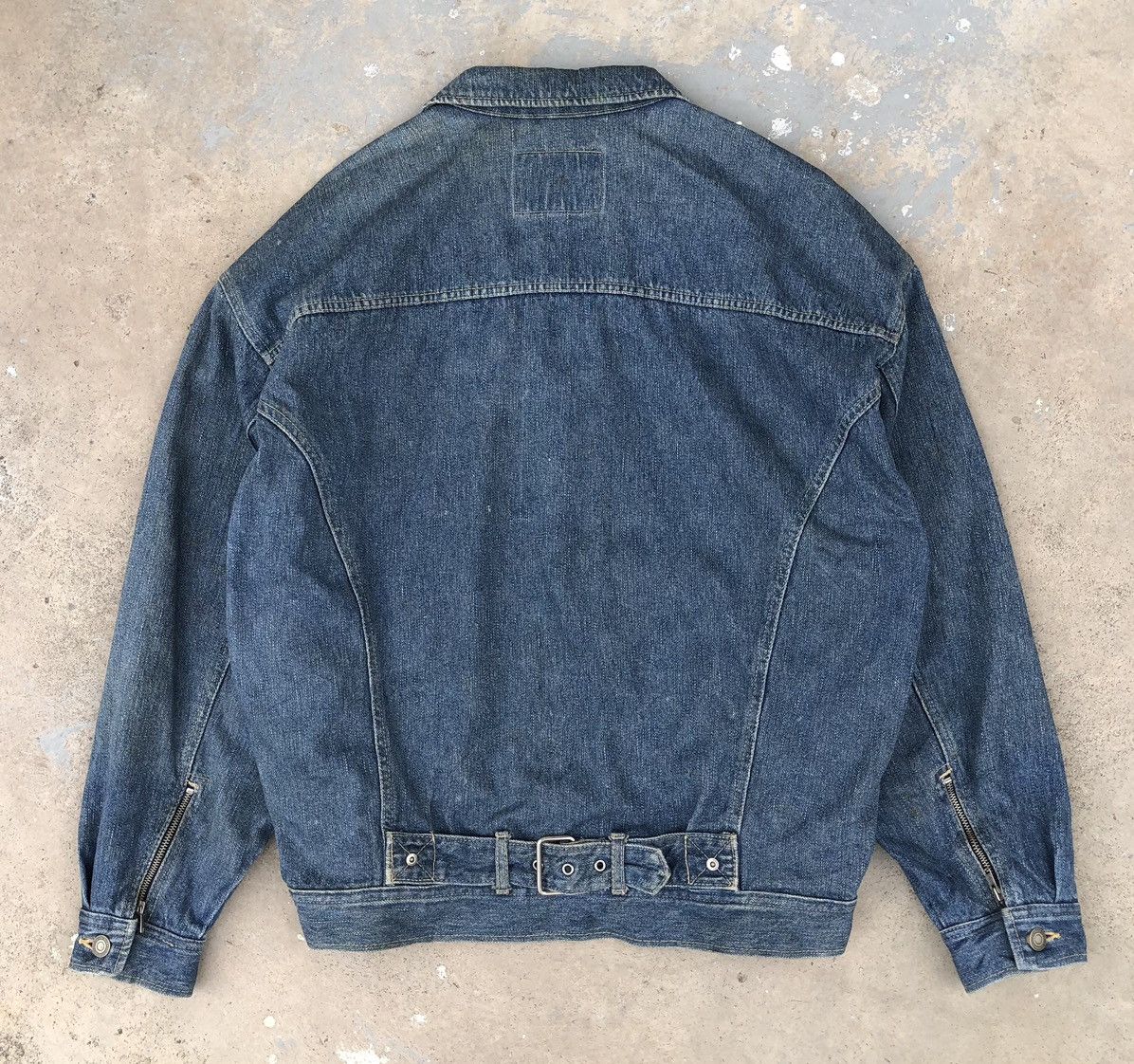 Vintage Vintage 1980s Denim Bomber Buckle Jacket Pockets Size US L / EU 52-54 / 3 - 11 Thumbnail