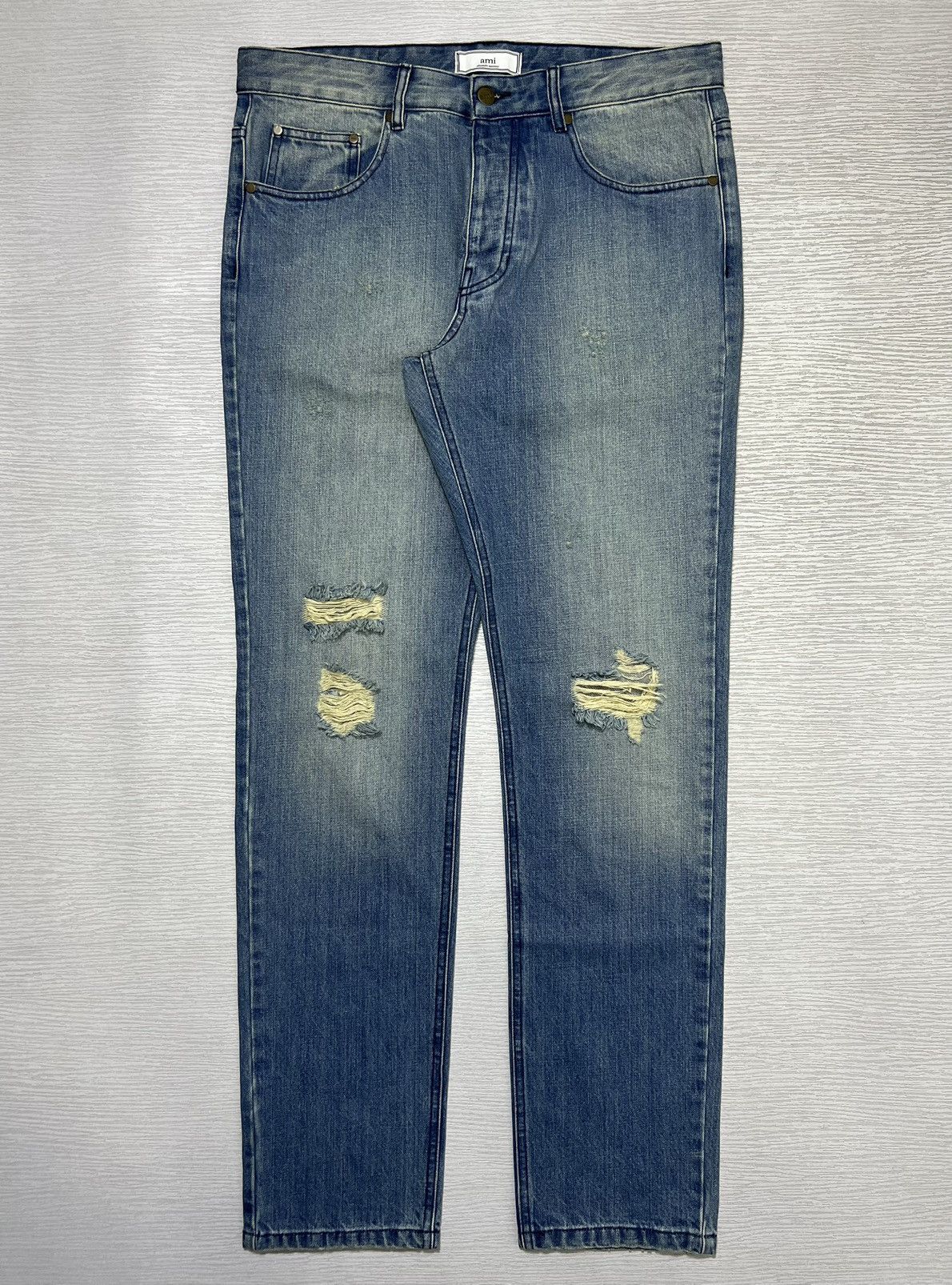 AMI AMI Paris - Sky Blue Destroyed Denim Jeans Size US 32 / EU 48 - 1 Thumbnail