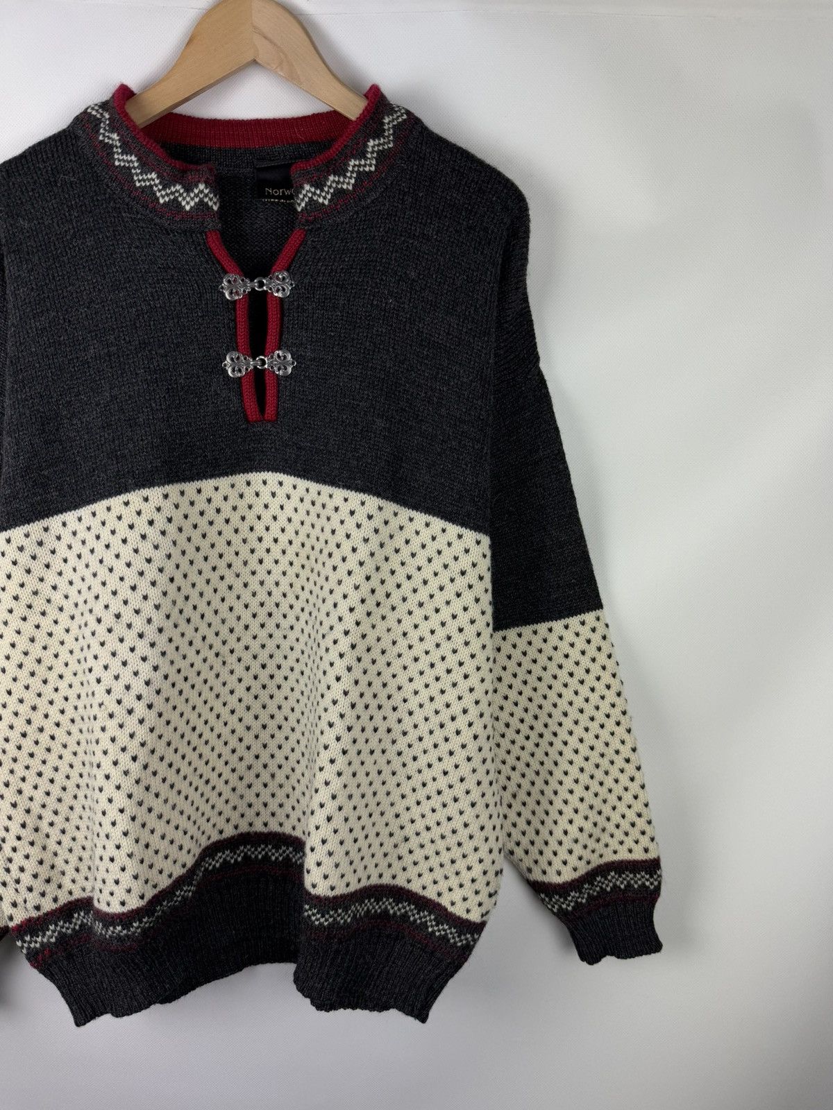 Norwool Norwool Men’s Vintage Knitted Wool Nordic Sweater Pullover Size US L / EU 52-54 / 3 - 3 Thumbnail