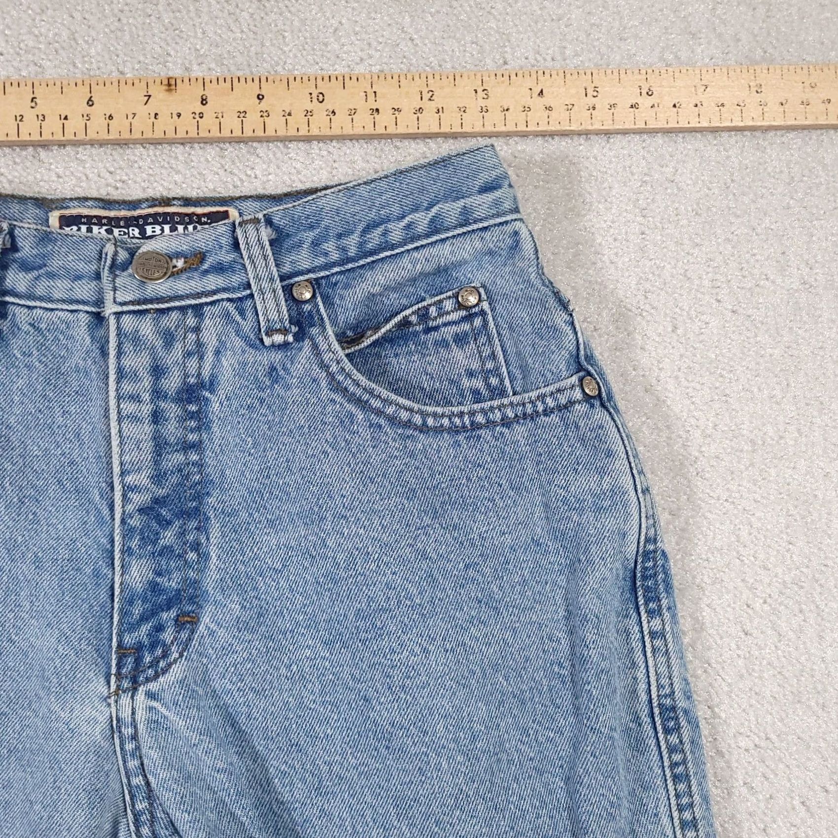 Harley Davidson VINTAGE Harley-Davidson Jeans Women's 6 High Rise Denim Straight Leg 5-Pocket Made In USA Blue Cotton 100% Mens? Size 28" / US 6 / IT 42 - 5 Thumbnail