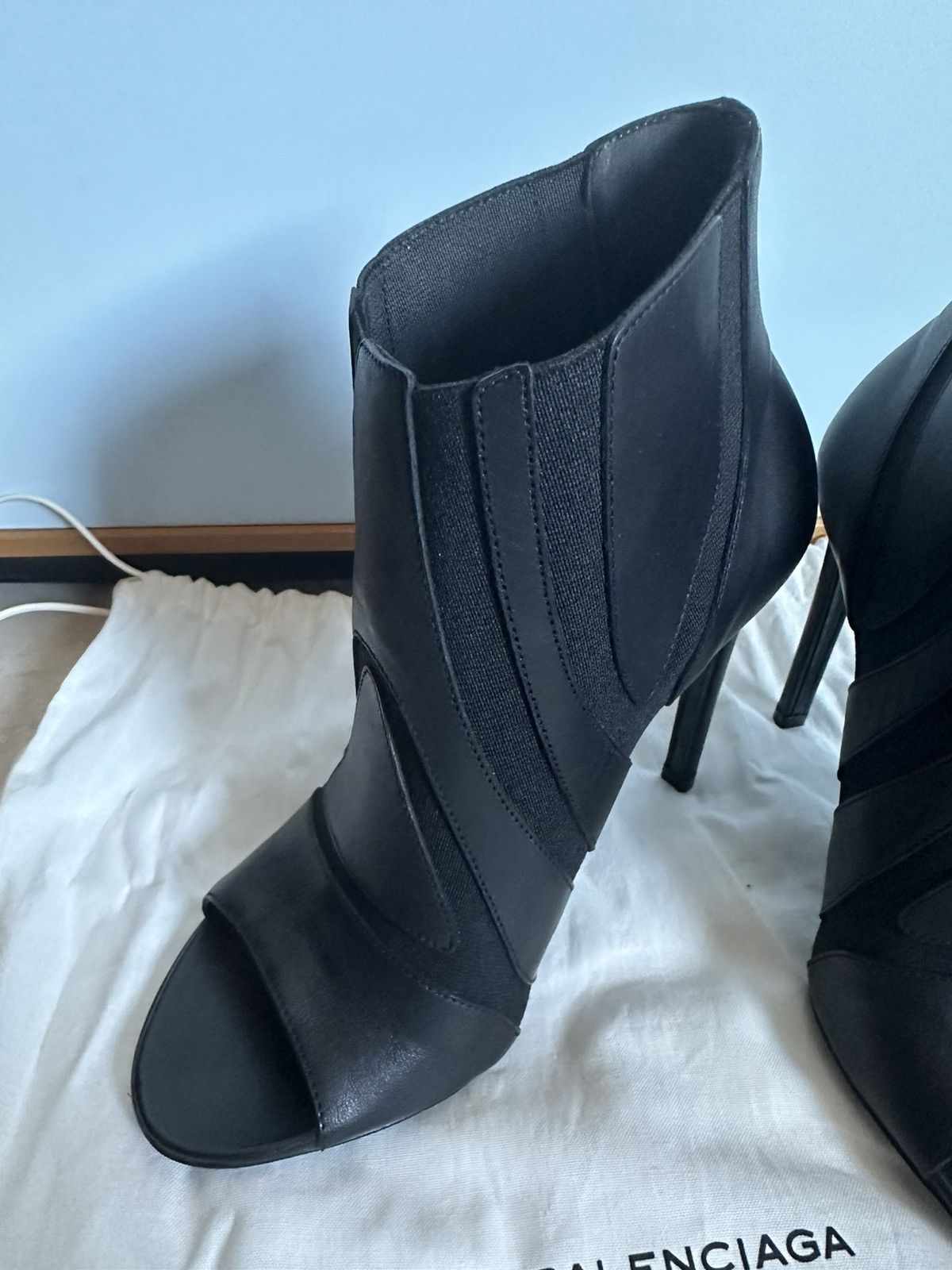 Balenciaga Balenciaga Black Leather Heel Open Toe Boots Size US 6 / IT 36 - 3 Thumbnail