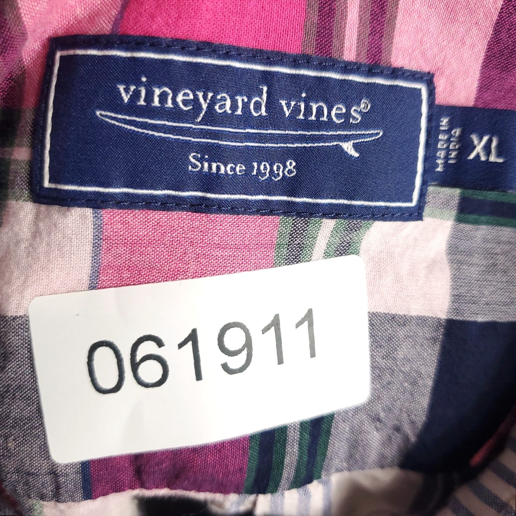 Vineyard Vines Vineyard Vines Shirt XL Pink Plaid Short Sleeve Button-Up Cotton Casual Preppy Classic Mens Size US XL / EU 56 / 4 - 6 Thumbnail