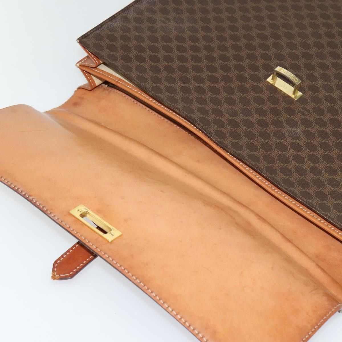 Celine CELINE Macadam Canvas Business Bag Pvc Leather Brown Gold Size ONE SIZE - 10 Thumbnail