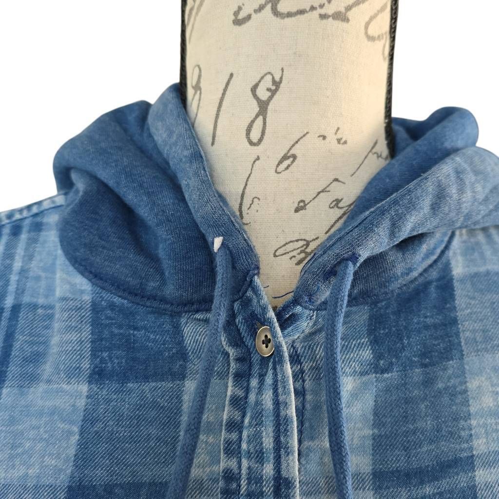 American Eagle Outfitters American Eagle Women's Size Medium Blue Plaid Cropped Hoodie Size M / US 6-8 / IT 42-44 - 7 Thumbnail