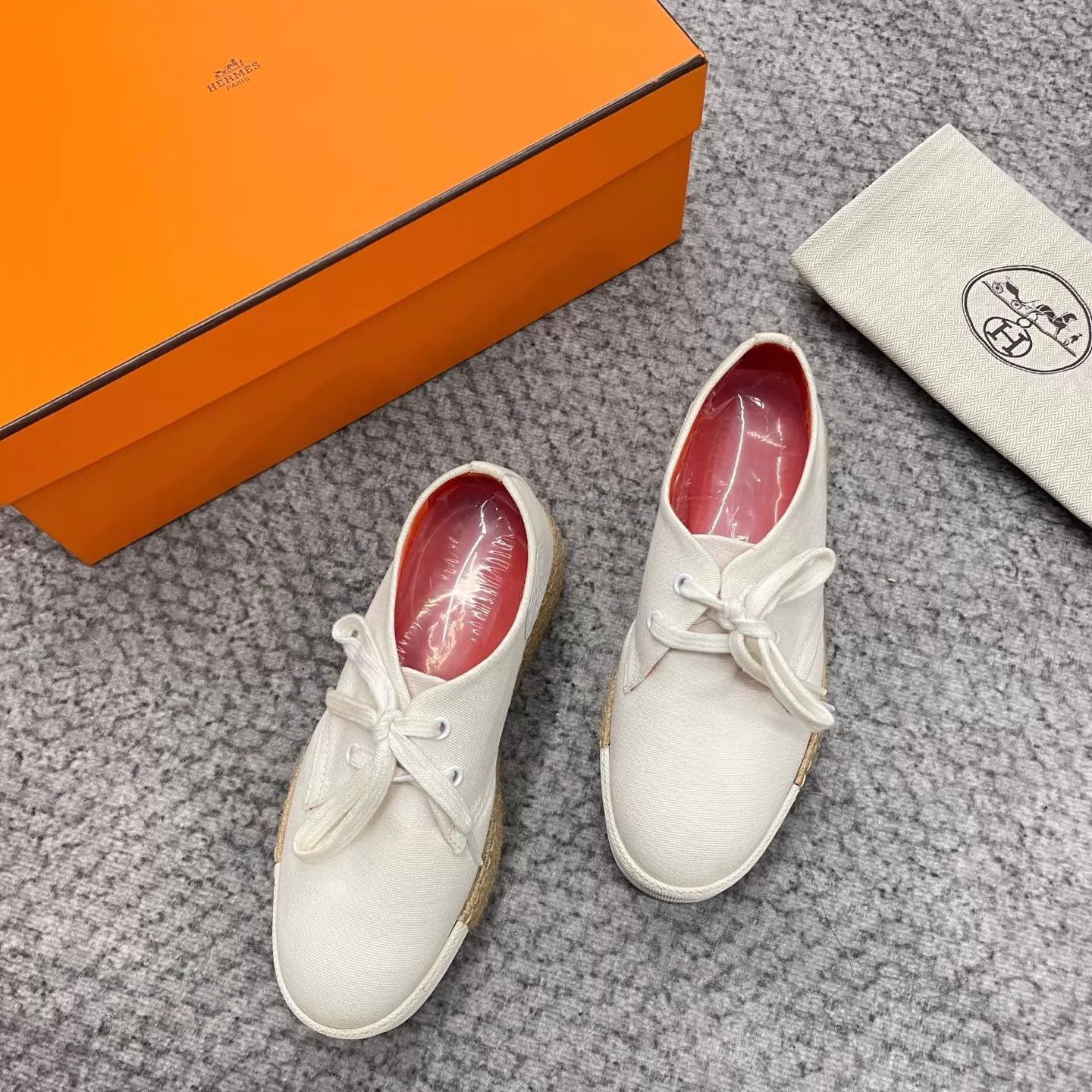 Hermes Hermes white platform canvas sneakers 36.5 Size US 6 / IT 36 - 2 Thumbnail