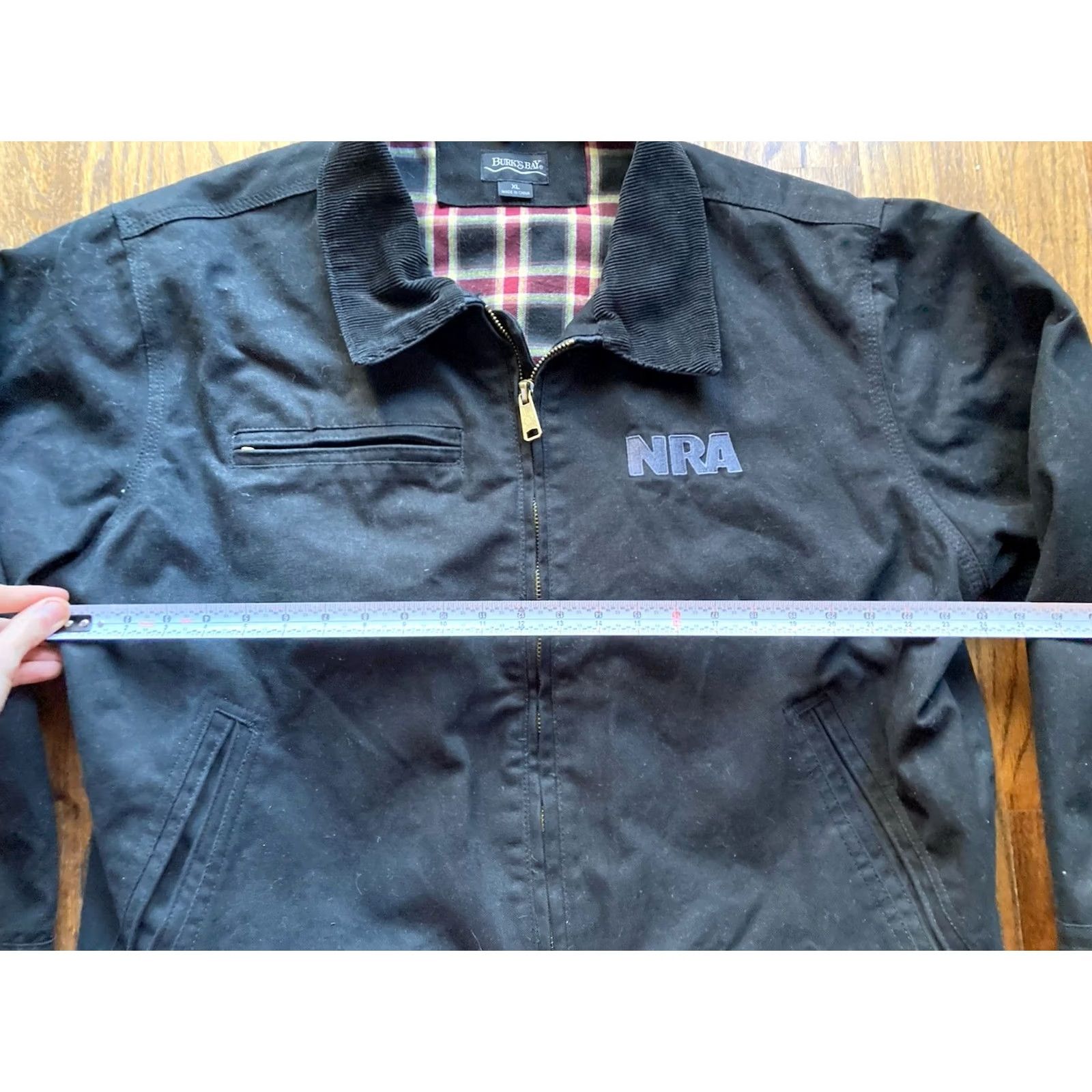 Vintage Burks Bay NRA Jacket Mens XL Black Canvas Bomber Flannel Lined Corduroy Collar Size US XL / EU 56 / 4 - 7 Thumbnail
