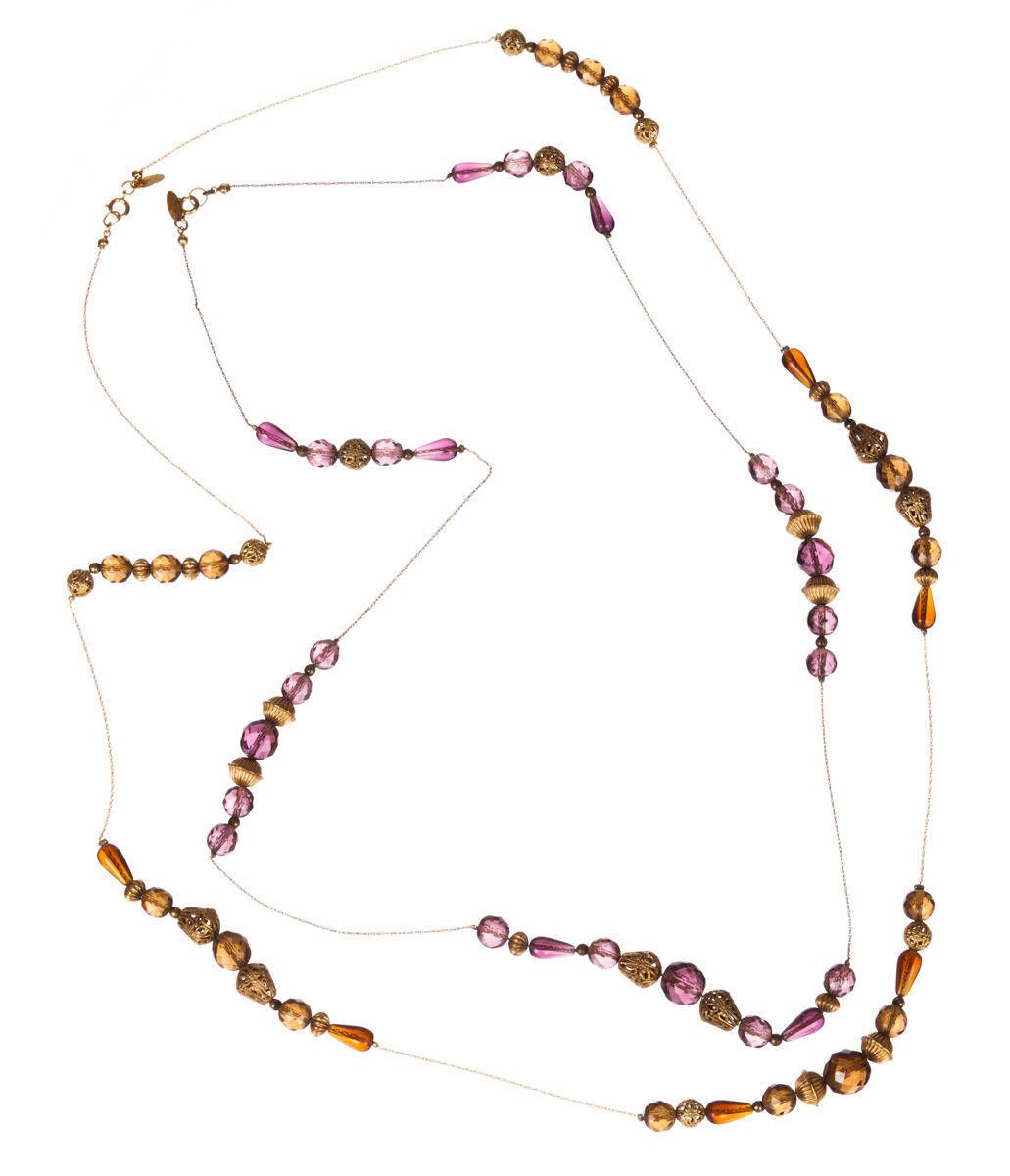 Diane von Furstenberg Diane Furstenberg Purple and Orange Glass Flappers Necklaces Size ONE SIZE - 2 Thumbnail