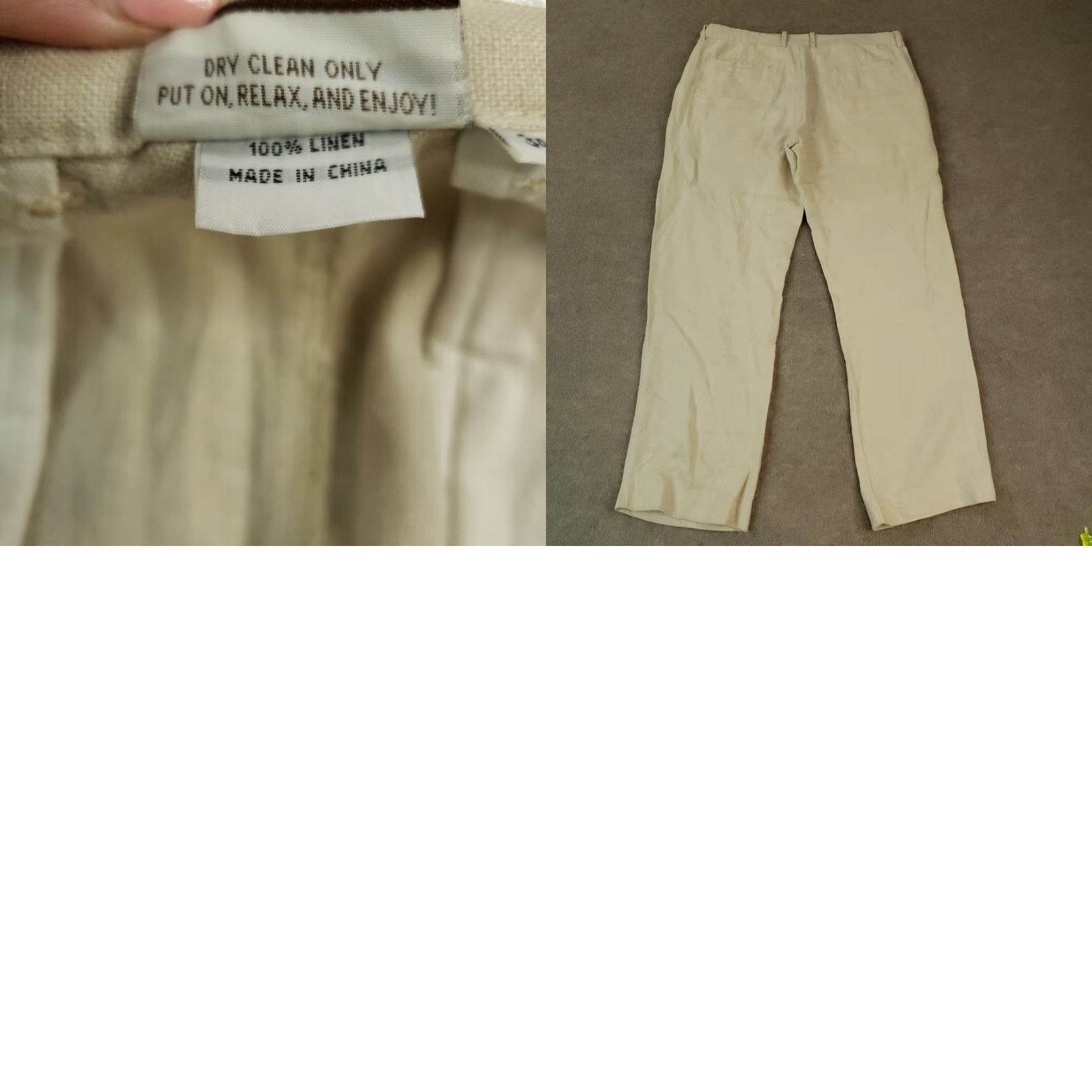 Vintage Island Importer Mens Dress Pants 36x30 Beige Linen Straight Leg Casual Pant Mens Size US 36 / EU 52 - 8 Thumbnail