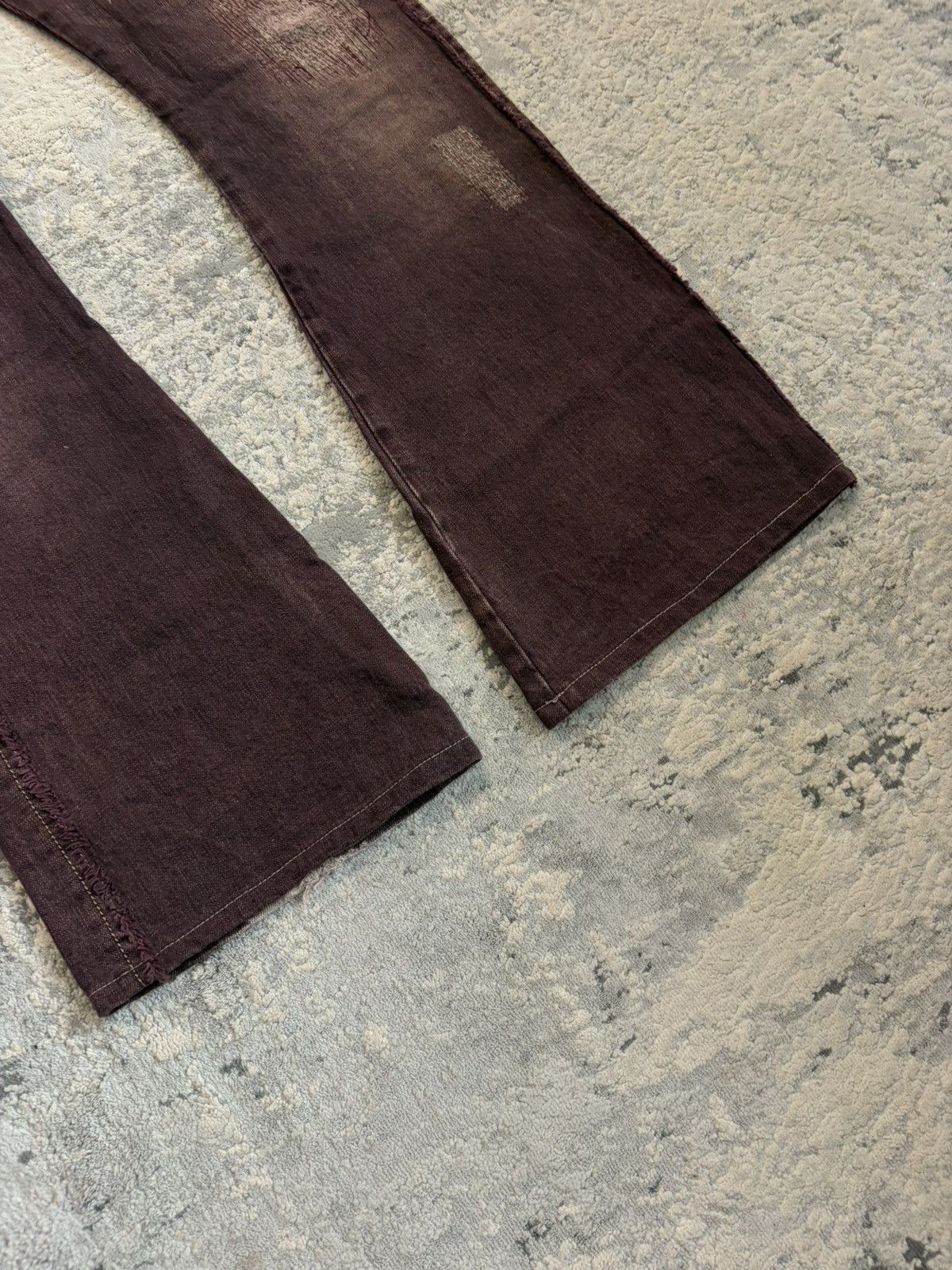 Obelisk Maroon Distressed Flared Curve Denim Size US 31 - 6 Thumbnail