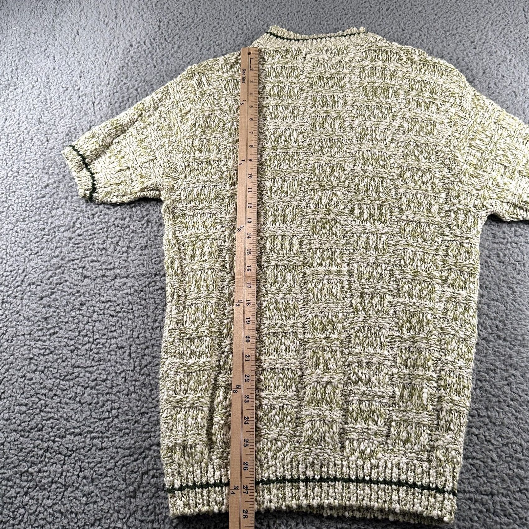 Sears VINTAGE Kings Road Sweater Mens M Green Short Sleeve Crewneck Knit Geometric Textured 70s Sears Mens Size US M / EU 48-50 / 2 - 6 Thumbnail