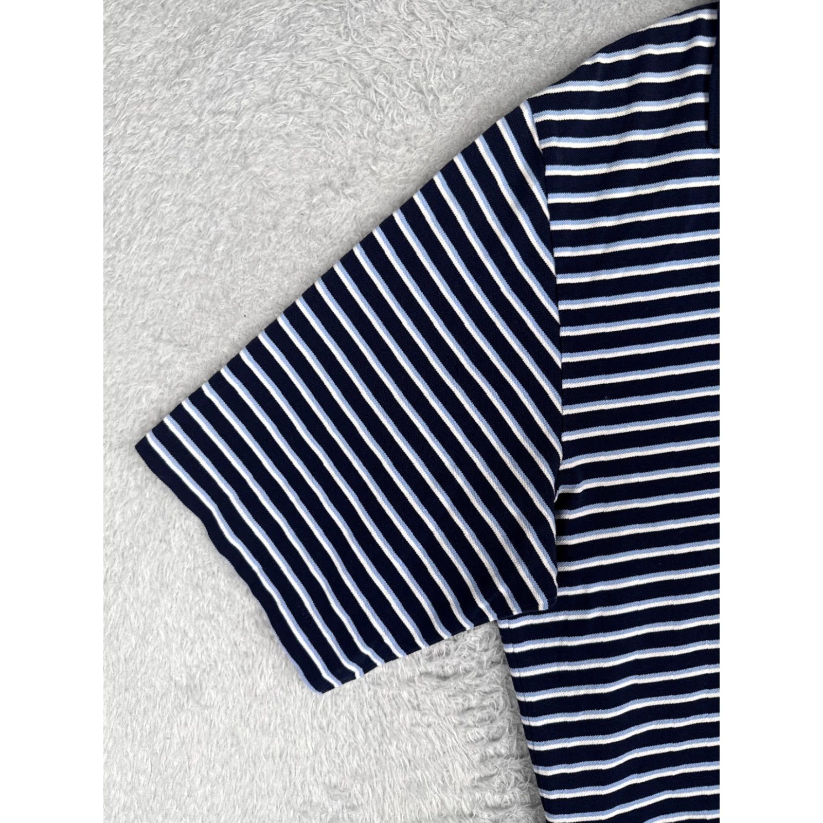 Ralph Lauren VINTAGE Ralph Lauren Polo Golf Shirt Men XL Blue Stripe Cotton Slim Fit Short Sleeve, 100% Cotton, Regular, Read Size US XL / EU 56 / 4 - 3 Thumbnail