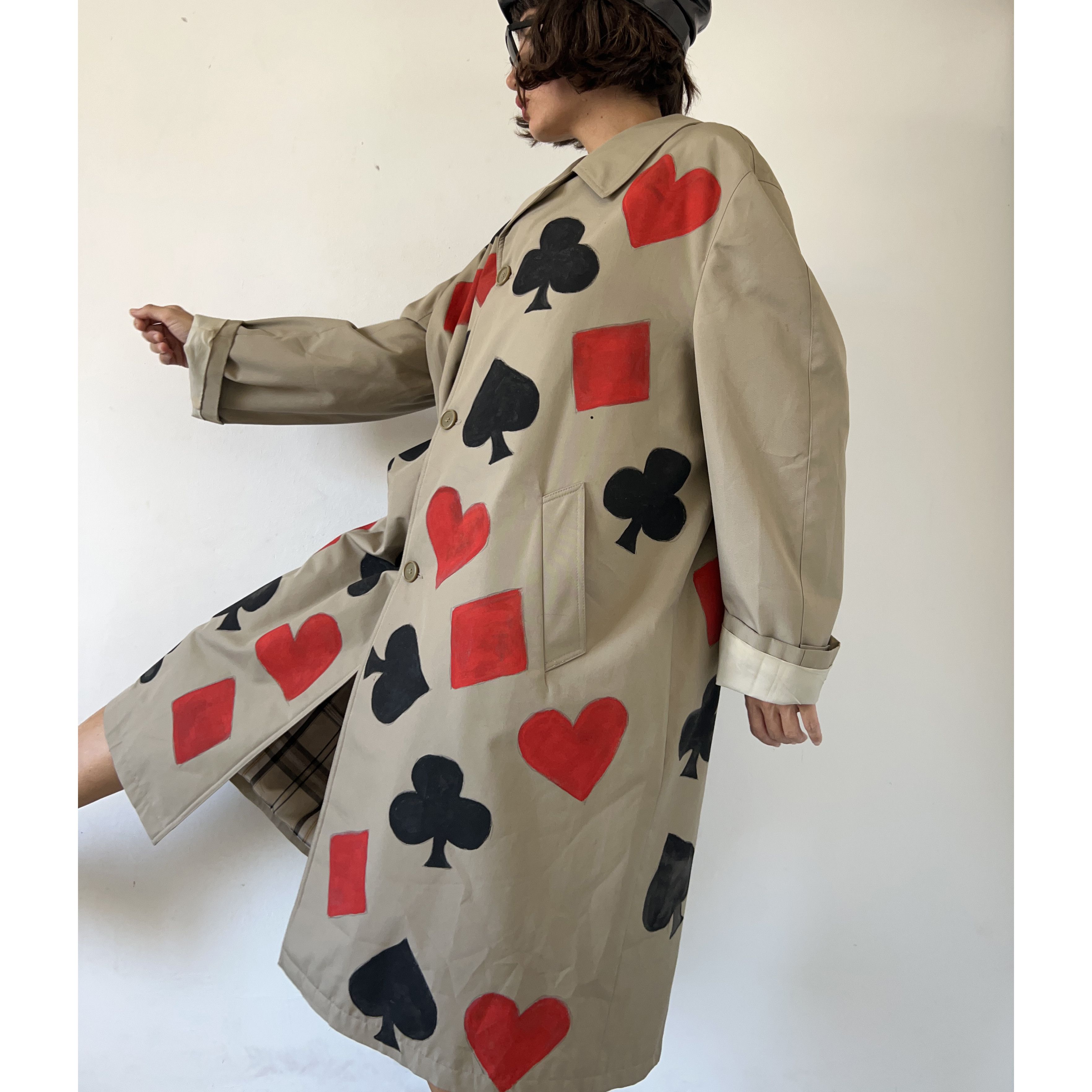 Custommade Custom poker joker print unisex vintage trench coat Size ONE SIZE - 4 Thumbnail