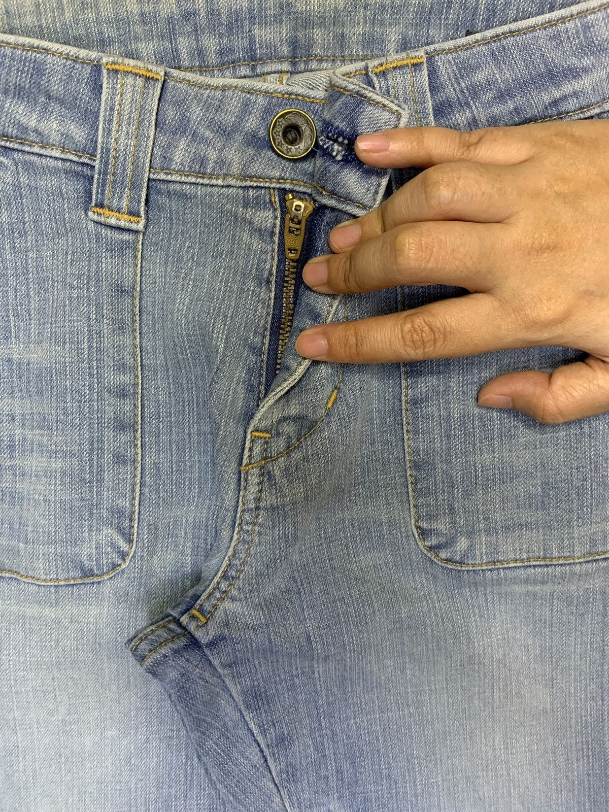 Japanese Brand × Jean Vintage Japanese Brand Mud Wash Fatigue Style Flare Jeans Size 24" / US 00 / IT 34 - 3 Thumbnail
