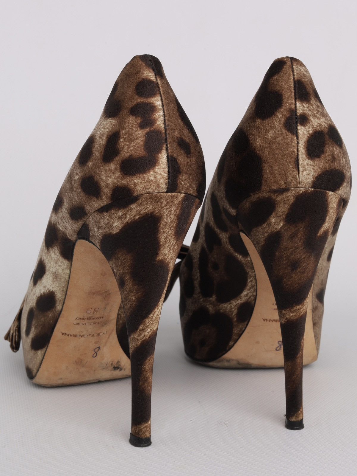 Dolce & Gabbana Dolce Gabbana Satin Leopard Print Heel Peep Toe Shoes Size US 9 / IT 39 - 10 Thumbnail