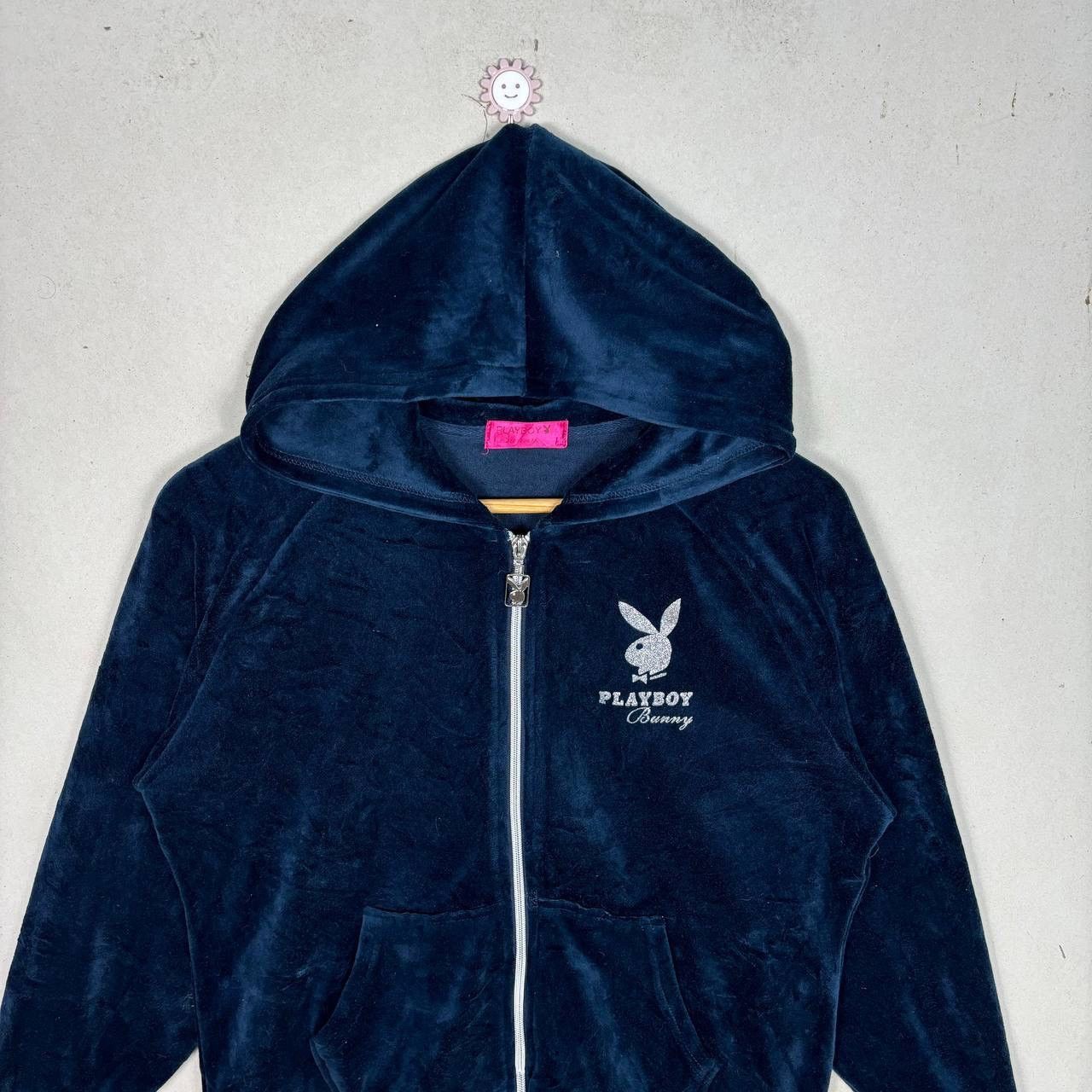 Playboy Playboy Bunny Big Logo Velvet Blue Hoodie Size US M / EU 48-50 / 2 - 3 Thumbnail