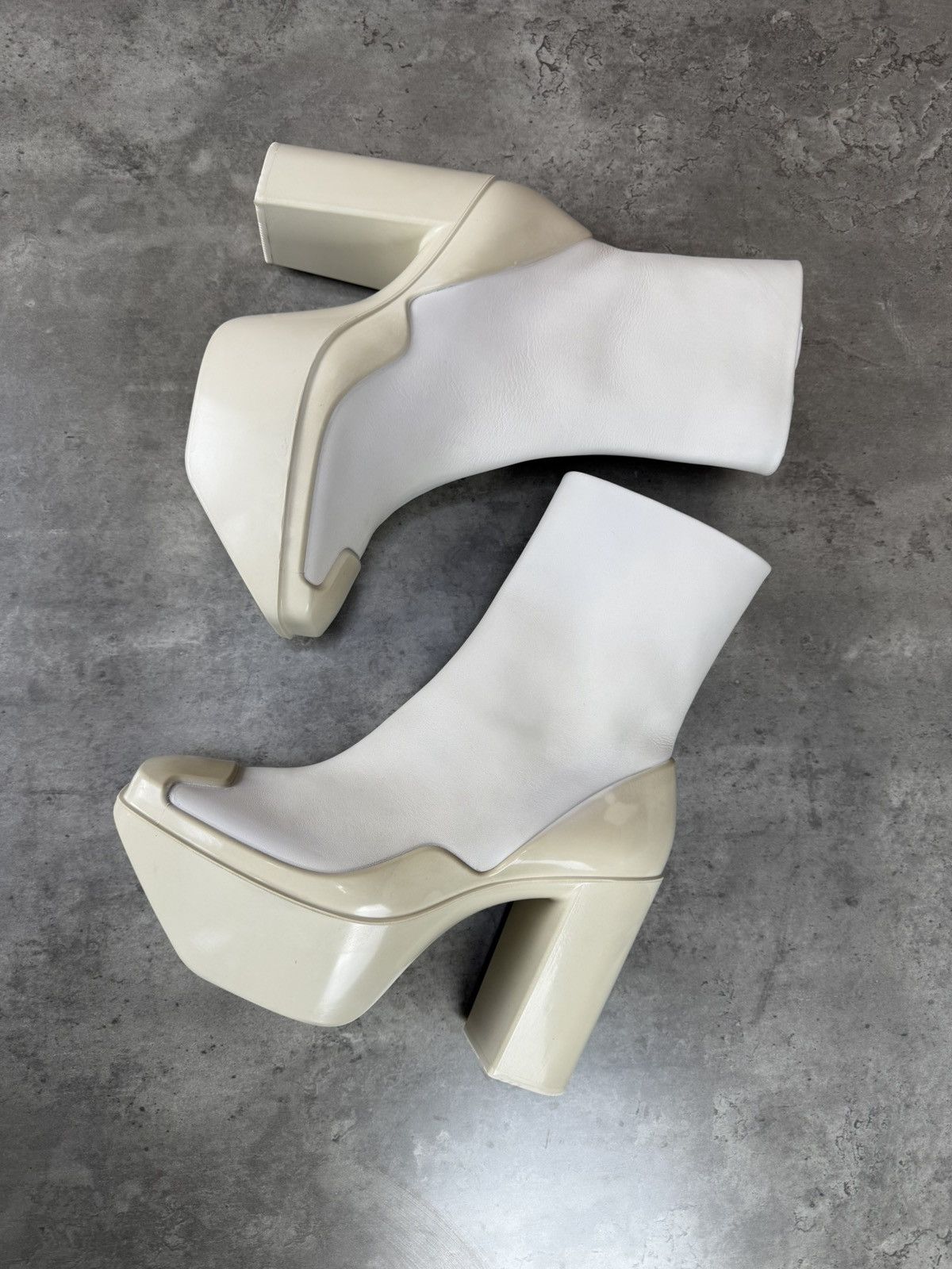 Peter Do at.kollektive x Peter Do Leather Platform Ankle Boots White Size US 10 / IT 40 - 1 Thumbnail