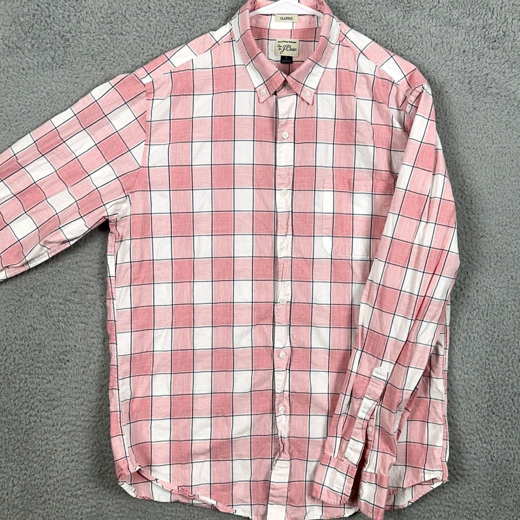 J.Crew J. Crew Button-Down Shirt Plaid Pink White Classic Fit Long Sleeve Men L EUC Size US L / EU 52-54 / 3 - 2 Thumbnail