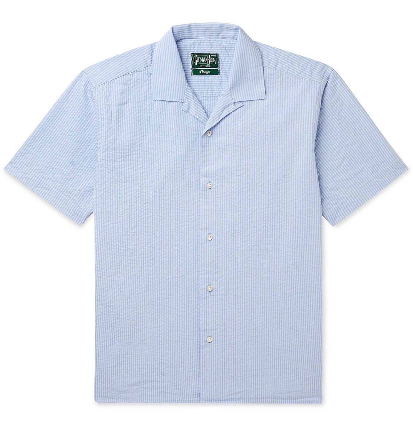 image of Gitman Bros Vintage Itman Bros Vintage Camp Collar Striped Oxford Shirt , Men's (Size 2XL)