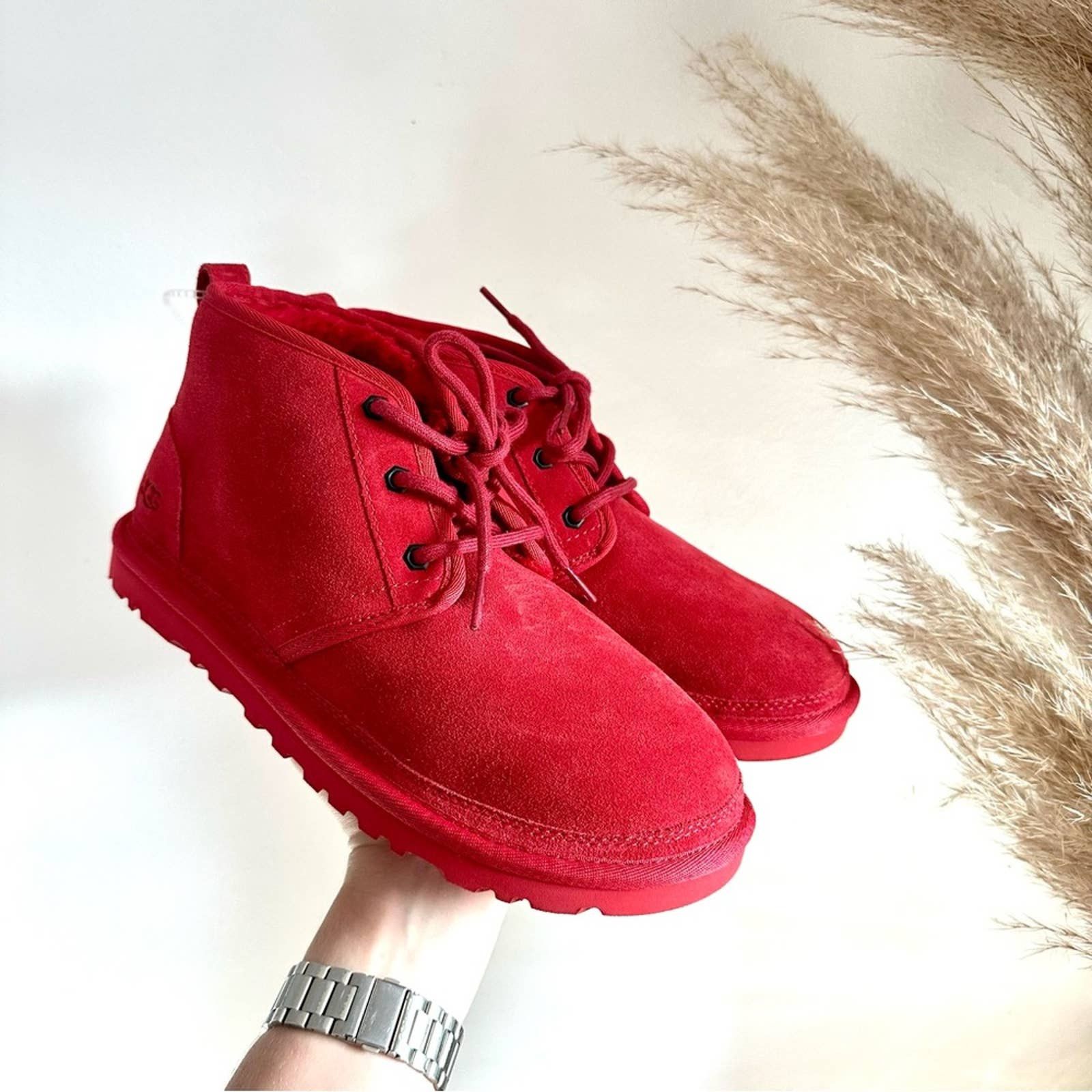 Ugg NEW UGG Suede Fur Lined Neumal Boot Lace Up Chukka Ankle Red Grailed