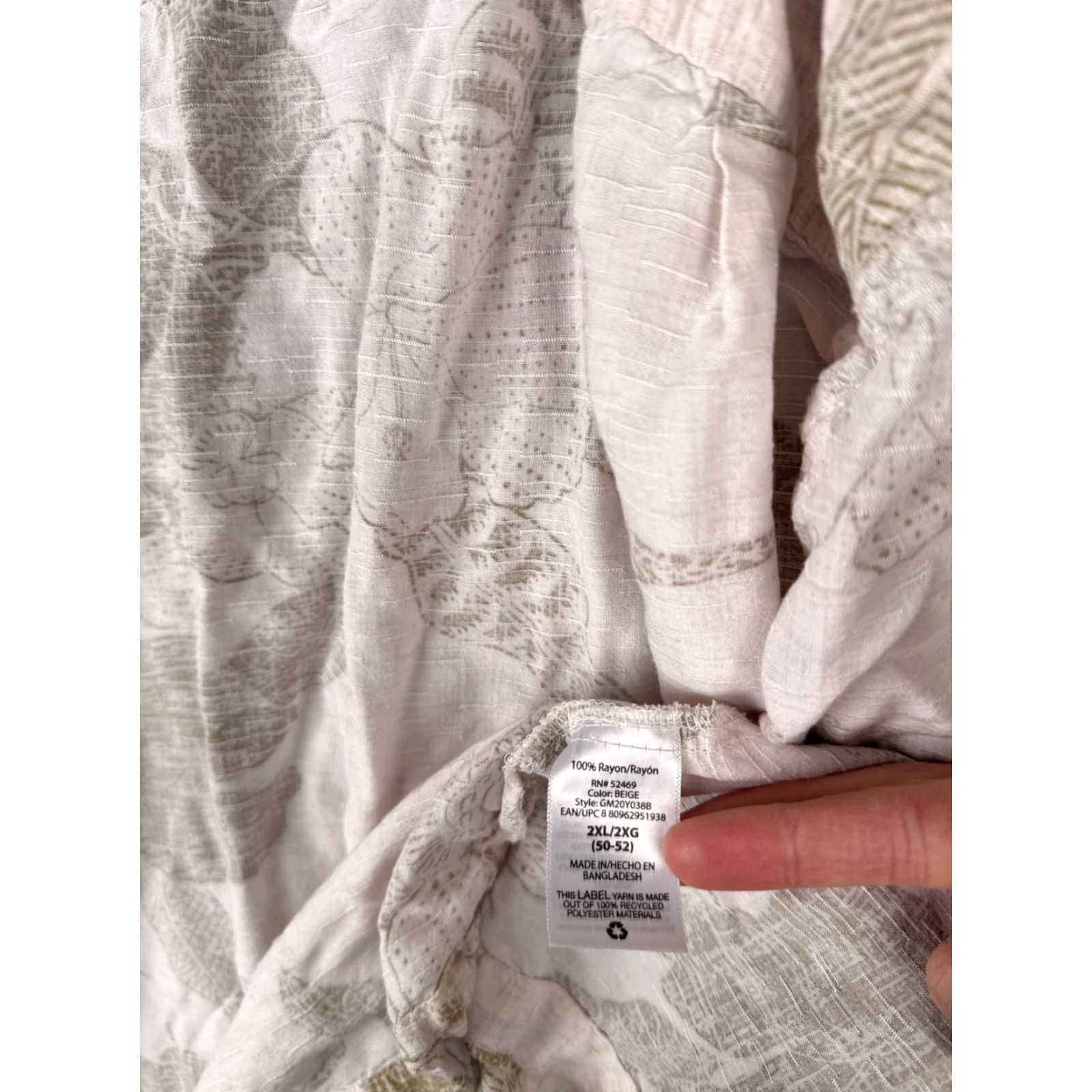 George VINTAGE George Men’s Hawaiian Shirt 2XL Short Sleeve Breathable Rayon Floral Palm Leaf Beige Size US XXL / EU 58 / 5 - 4 Thumbnail