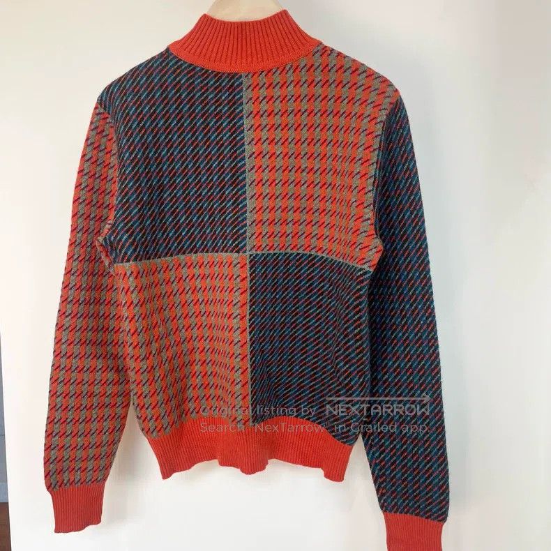 Hermes Hermes Houndstooth Cashmere Crewneck Sweater - Orange Brow Size XXS / US 00 / IT 34 - 2 Thumbnail